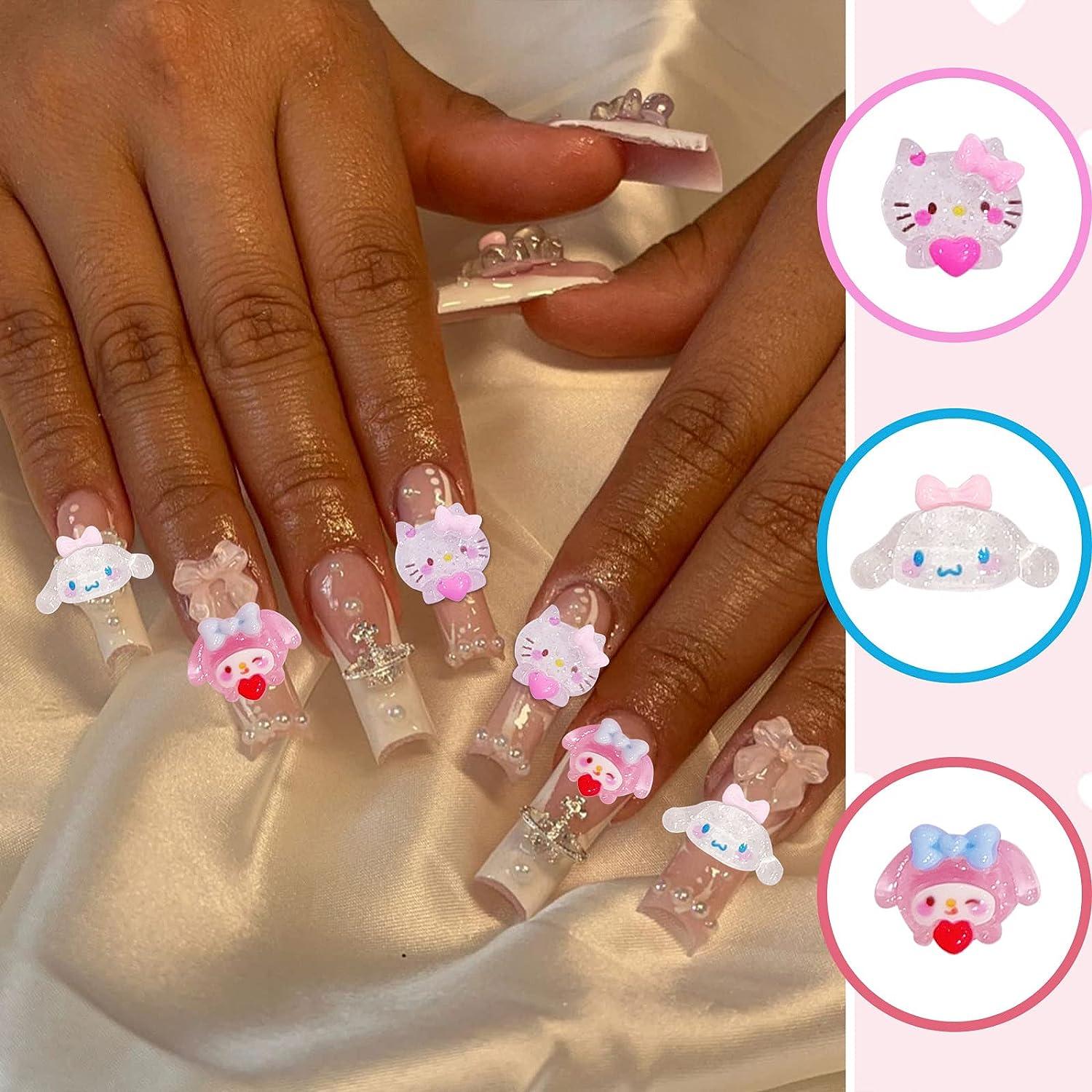 70Pcs/Box Kawaii Sanrio Nail Charms Kuromi Cinnamoroll Hello Kitty Melody  Nail Jewelry Charms Rhinestone Gems Kit DIY Crafts - AliExpress