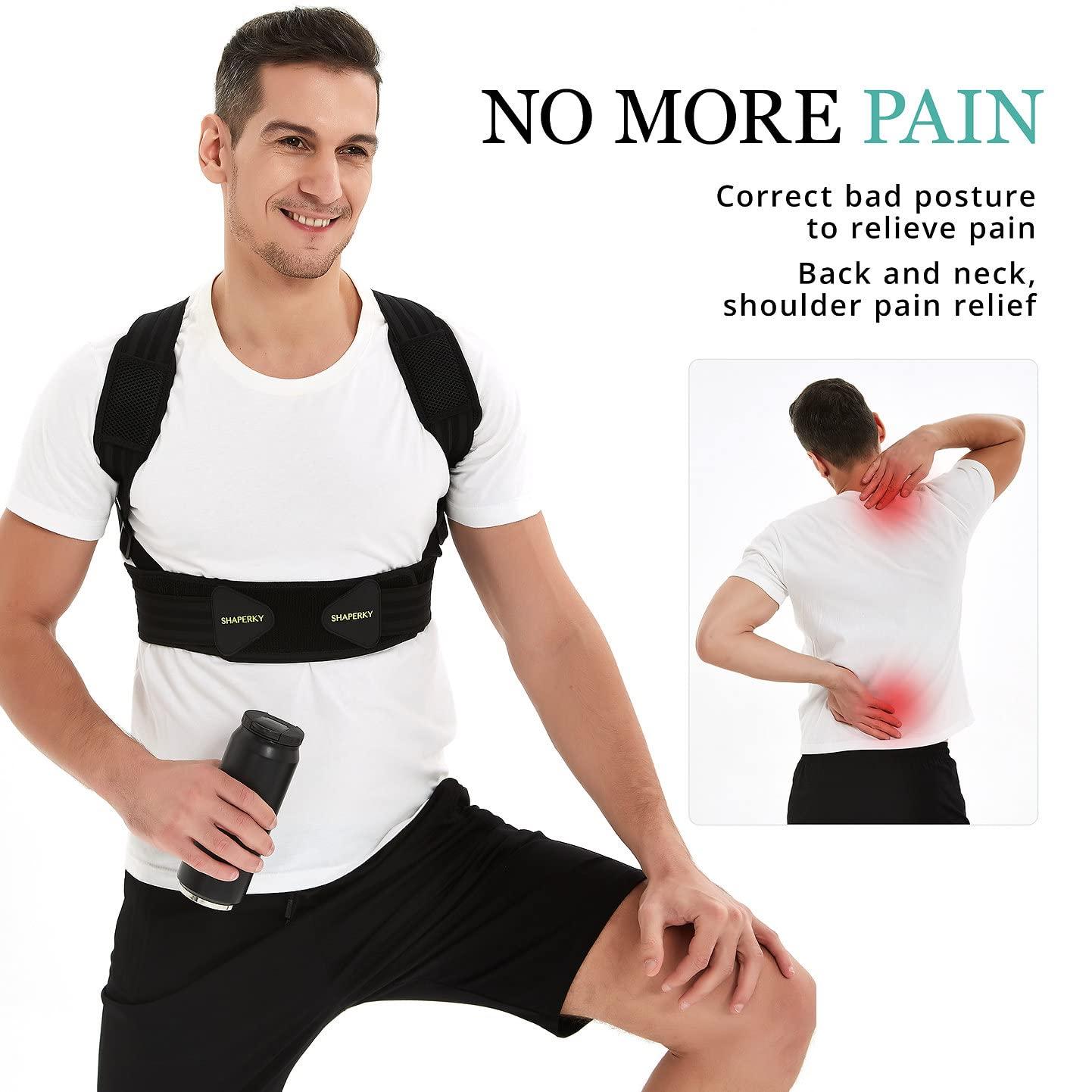 SHAPERKY Posture Corrector for Men and Women, Adjustable Upper Back Brace,  Muscle Memory Support Straightener, Providing Pain Relief from Neck,  Shoulder, and Upper and Lower Back, L/XL Large/X-Large