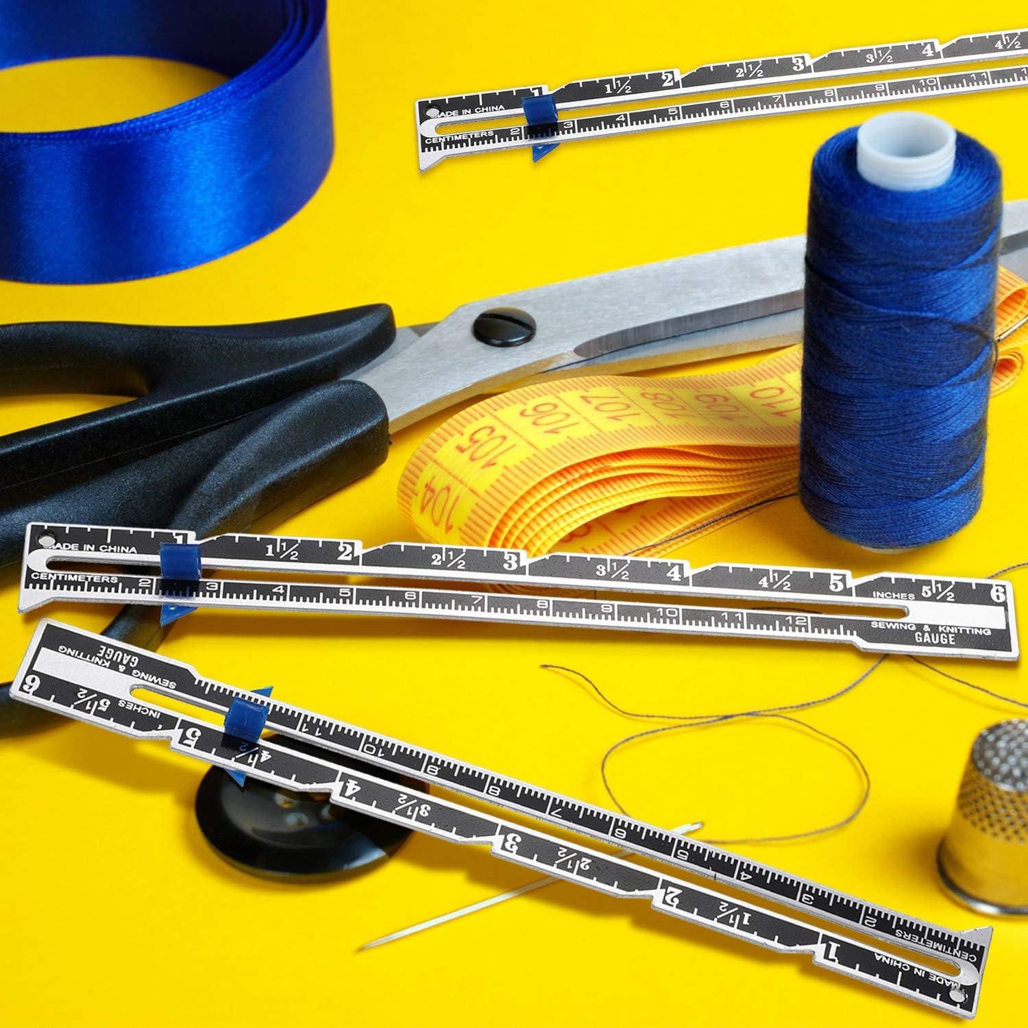 3 Pieces Sewing Gauge Sewing Measuring Tool Metal Sliding Gauge Fabric  Quilting Ruler Seam Measuring Gauge for DIY Fabric Crafts Quilting Knitting