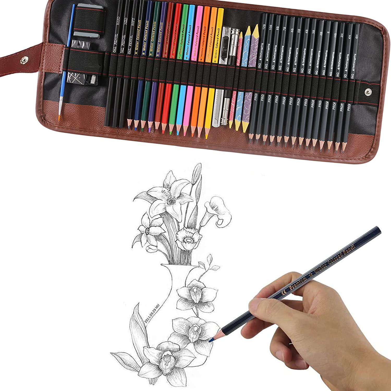 Heshengping, Sketching Pencil Set Drawing Pen Charcoal Sketch Kit Cover  Graphite Pencils Charcoal Pencils Watercolor Pencils Paper Erasable Pen  Beginners Artist Children and Adults(39pcs Art Supplies) 39 Piece Set