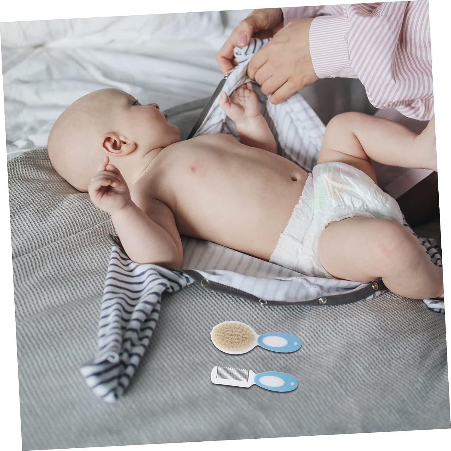 Healeved 3pcs Wool Brush Household Tool Set Infant Hair Brush Infant Nail  Clippers Baby Shower Brush