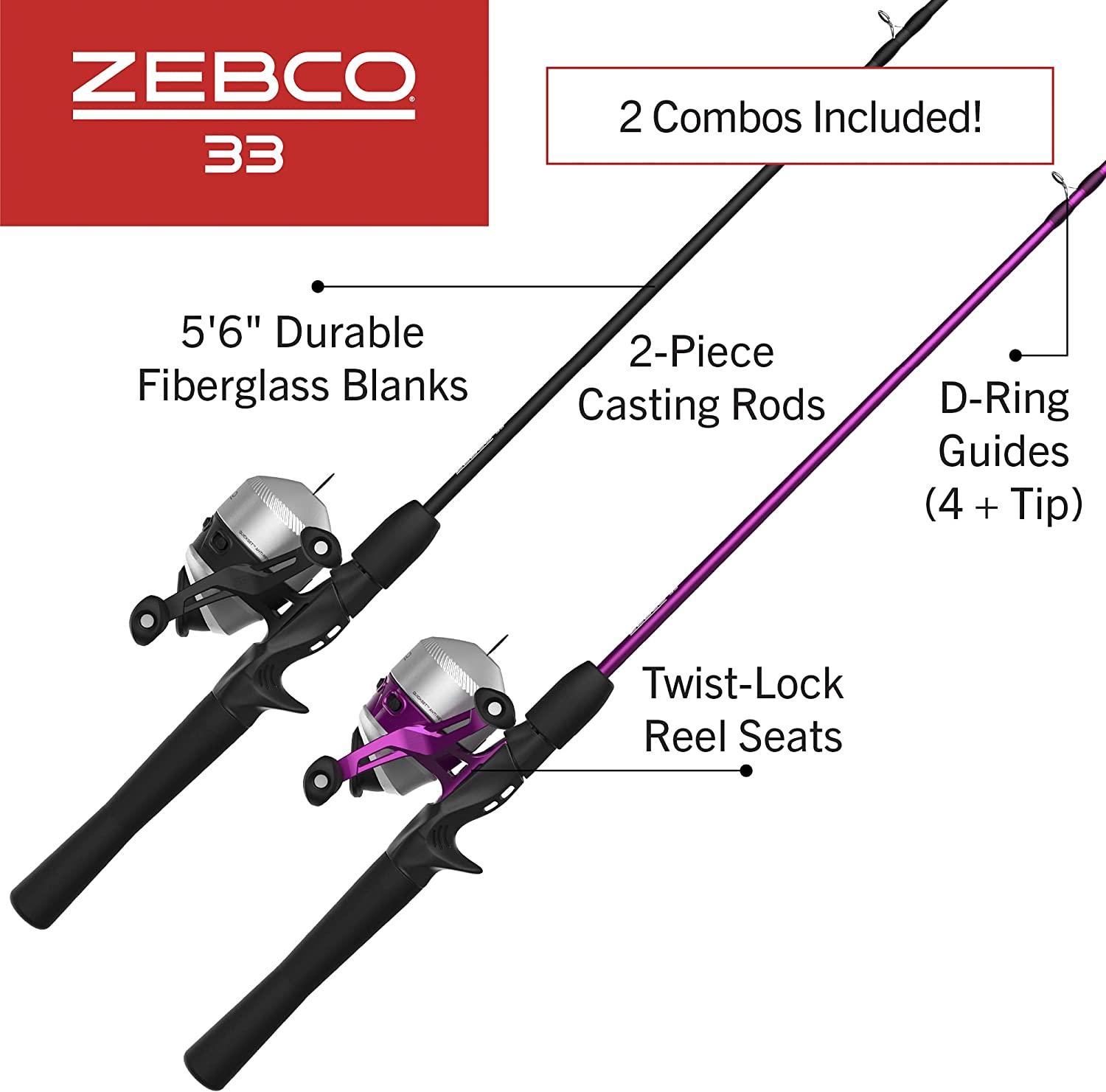 Zebco 33 Cork Micro Spincast Reel and Fishing Rod Combo, 5-Foot 6-Inch  2-Piece Graphite Rod with Cork Handle, Quickset Anti-Reverse Fishing Reel  with Bite Alert, Silver/Black