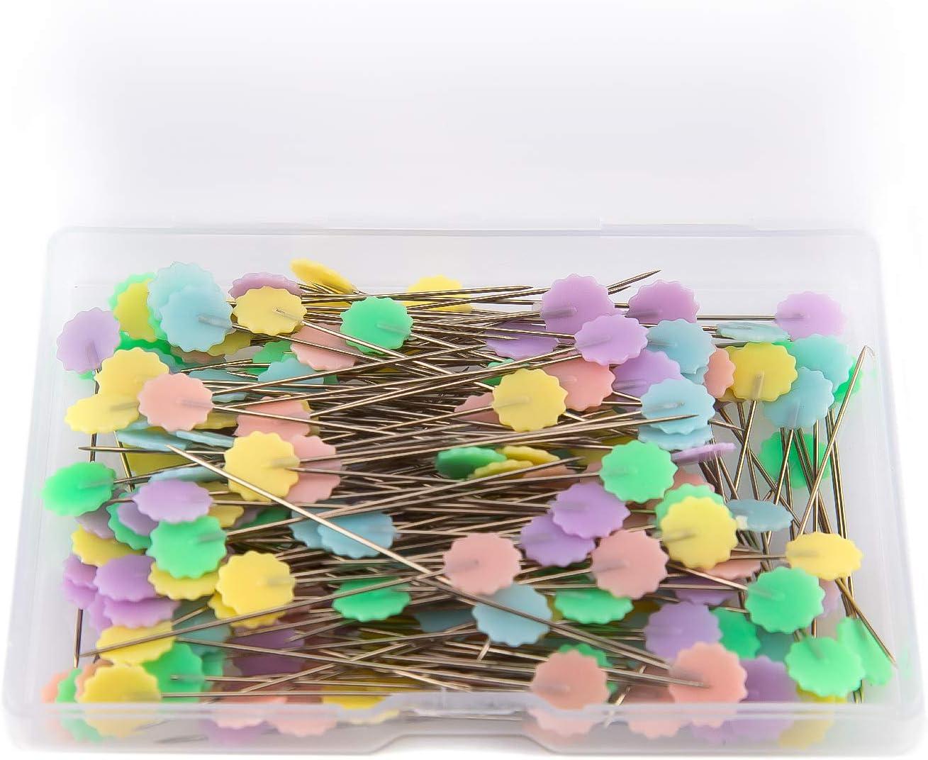 LUTER 200pcs Flat Flower Head Pins with a Storage Box Quilting Pins for  Sewing Assorted Colors Decorative Pins for Dressmaker Craft Sewing Projects