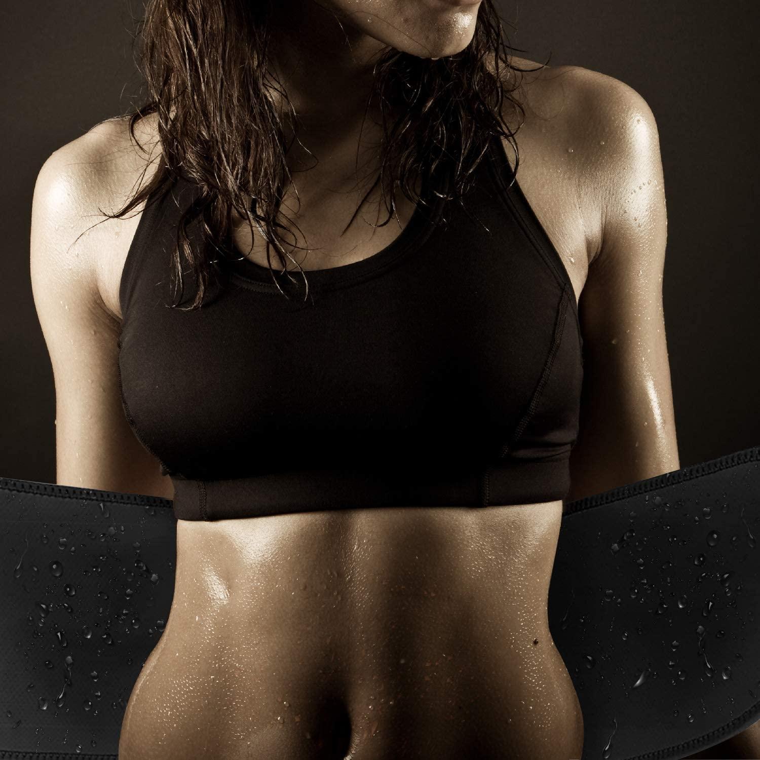 Biange Waist Trainer for Women Men Sweat Belt Waist Trimmer Belly Band  Stomach Wraps- with Mesh Bag