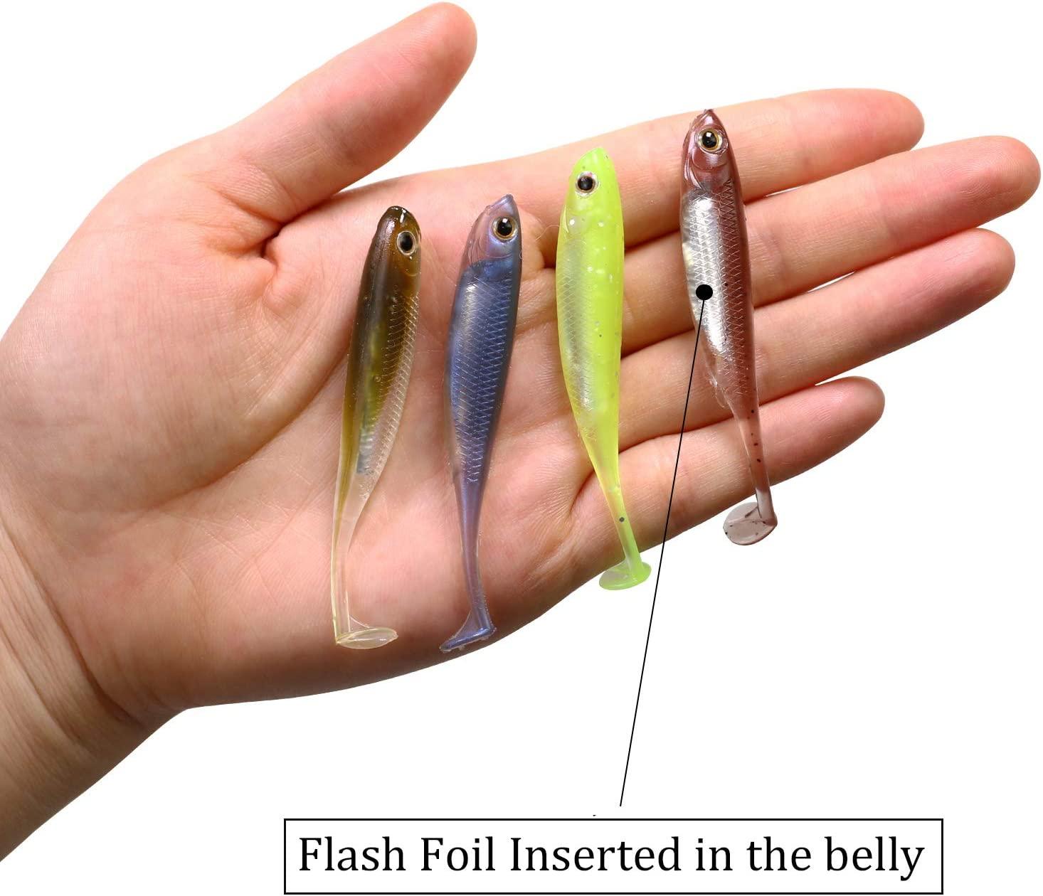 QualyQualy Soft Plastic Lures, Paddle Tail Split Tail Swimibaits for Bass  Fishing, Jerkbaits Swim Baits for Trout Pike, 20/25/30 PCS