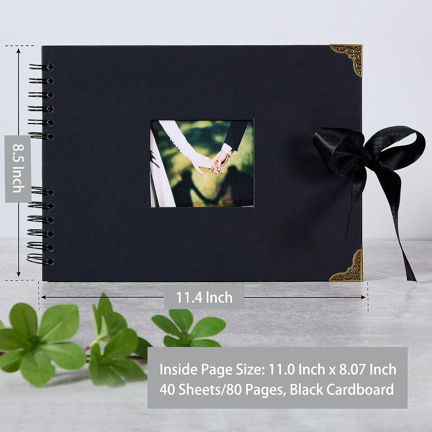 Scrapbook Album, Bow Ribbon Photo Album,with 20 Sheets Black Pages,Khaki