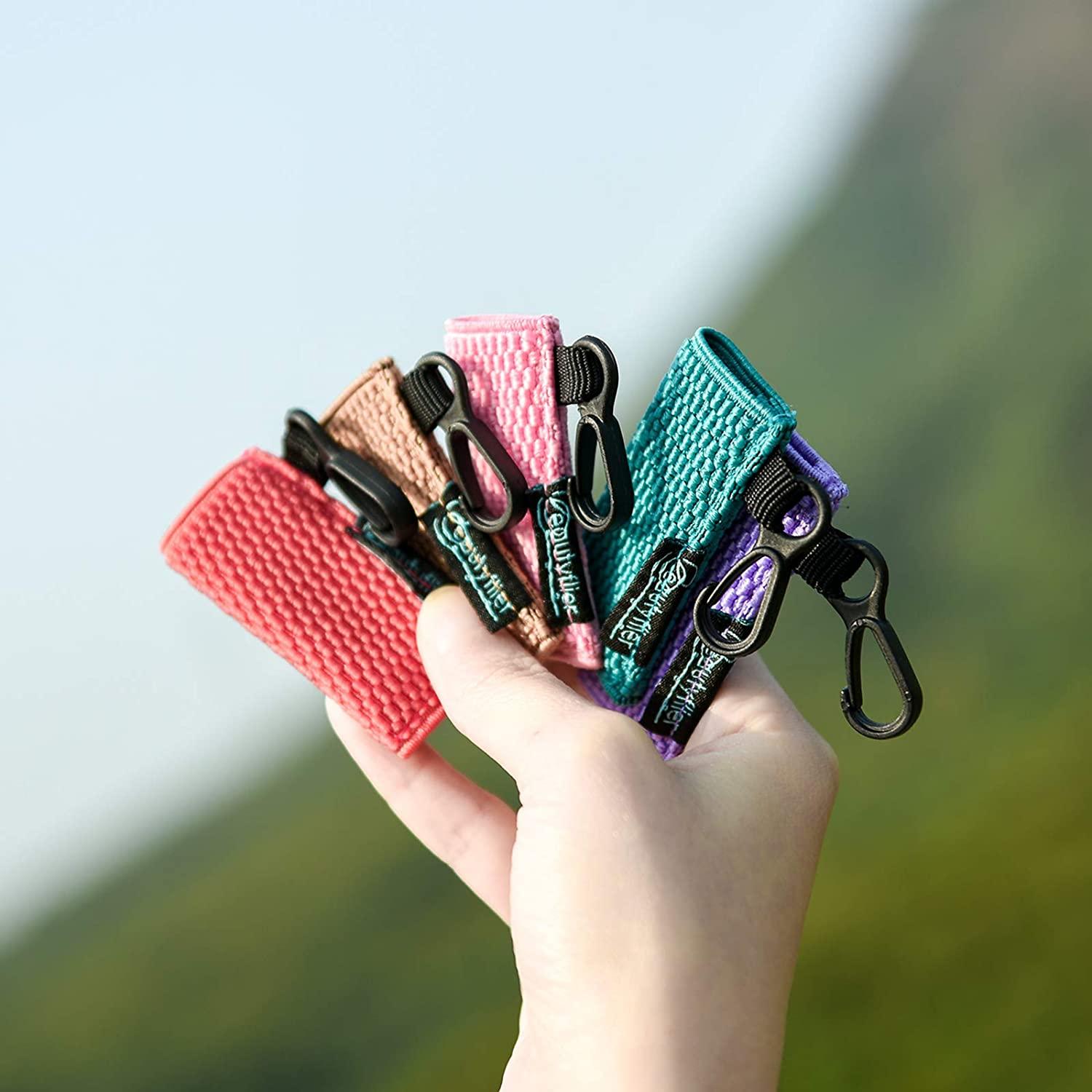Beautyflier Clip-on Sleeve Chapstick Pouch Keychain Lipstick Holder Elastic Lip  Balm Holder Travel Accessories (Light Brown/Green/Hot Pink/Pink/Purple)