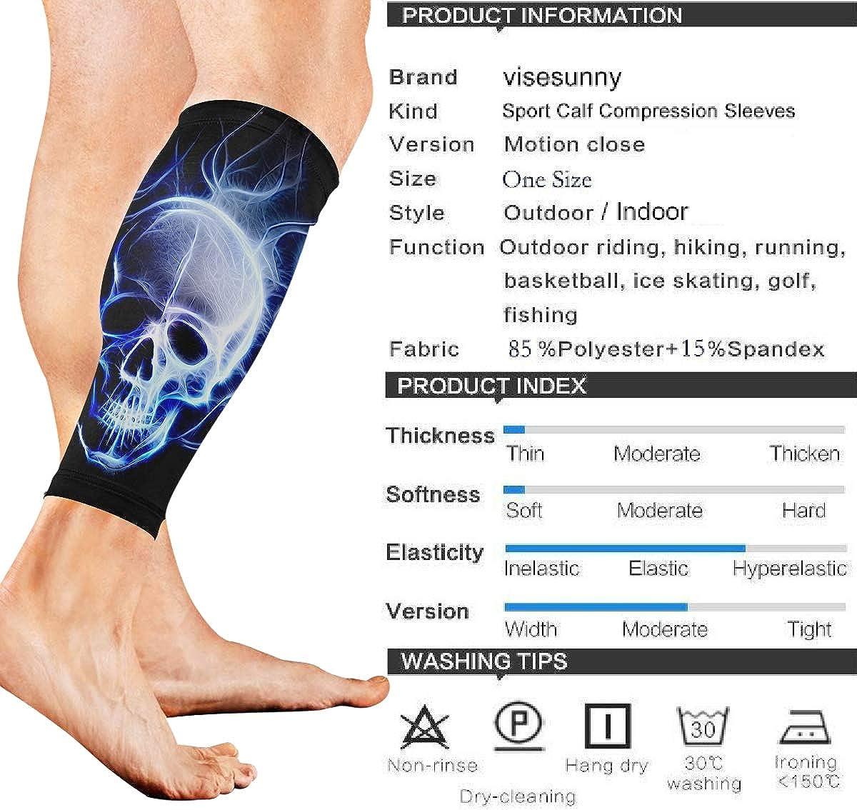 visesunny Night Skull Pattern Calf Compression Sleeves Leg Compression Socks  for Calves Running Men Women Youth Best for Shin Splint Muscle Pain (1 Pair)