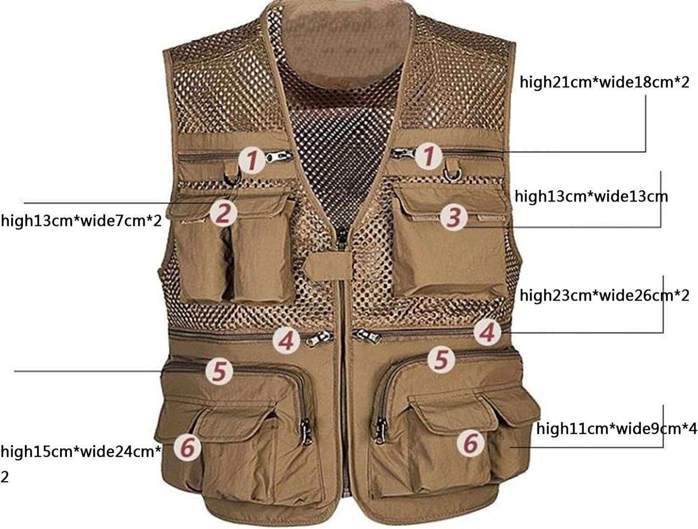 Men Fishing Vest Multi-Pocket Quick Dry Mesh Vest Jacket Outdoor Waistcoat  XXL