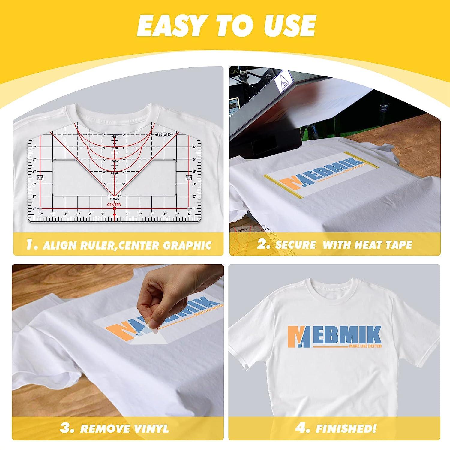 Tshirt Ruler Guide for Vinyl Alignment,T Shirt Ruler to Center Design,Tshirt  Measurement Tool with Heat Tape for Heat Press,Sublimation,Heat Transfer,Acrylic  Ruler for All Size,Heat Press Accessories