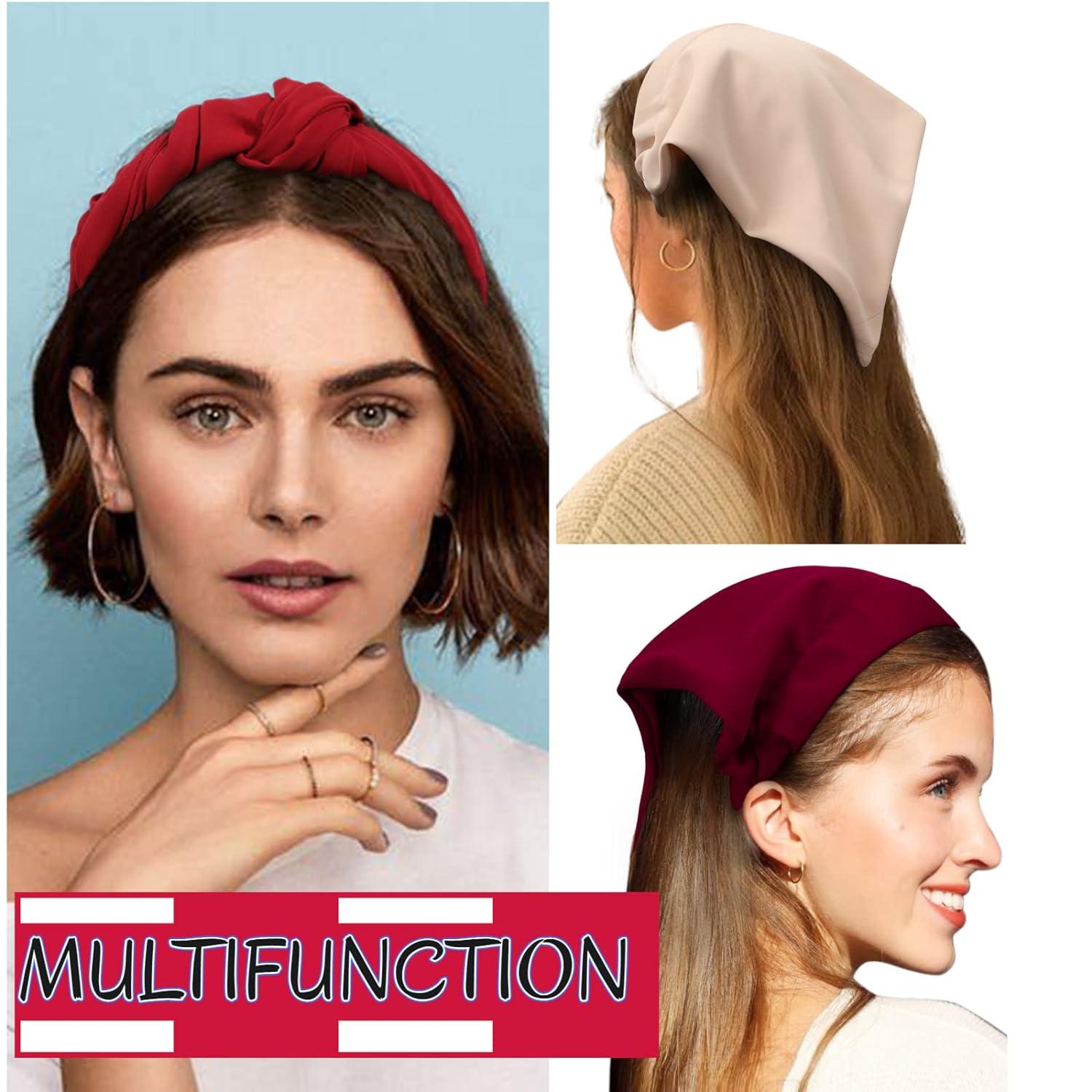 HAIMEIKANG Satin Head Scarves Square Silk Feeling Hair Scarf 4 PCS 23.6  Inches Headscarf for Women Silk Hair Bandanas