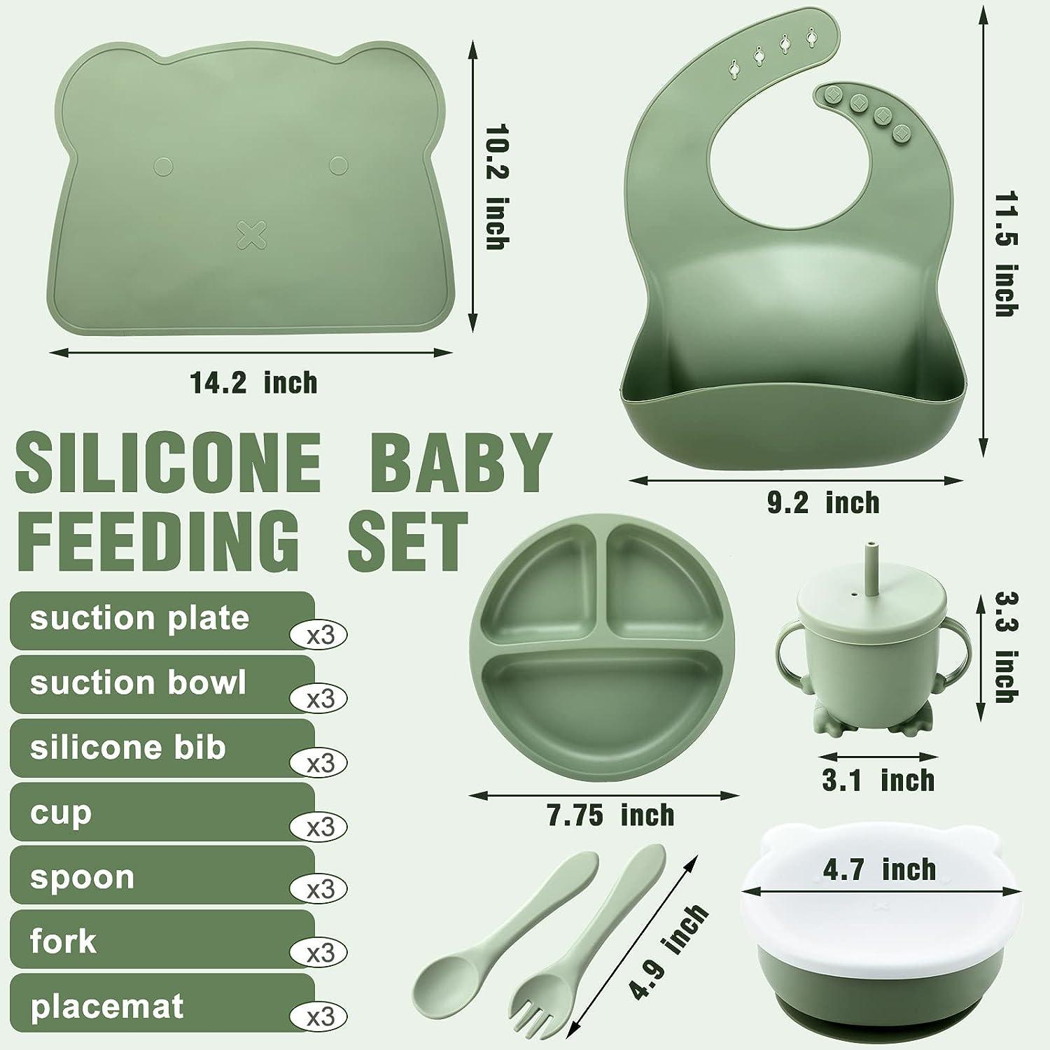 Baby Silicone Feeding Set - Baby Led Weaning Utensils, Silicone Bibs,  Infant Feeding Cups Toddlers Smooth Material For Practical Eating, Set of 8