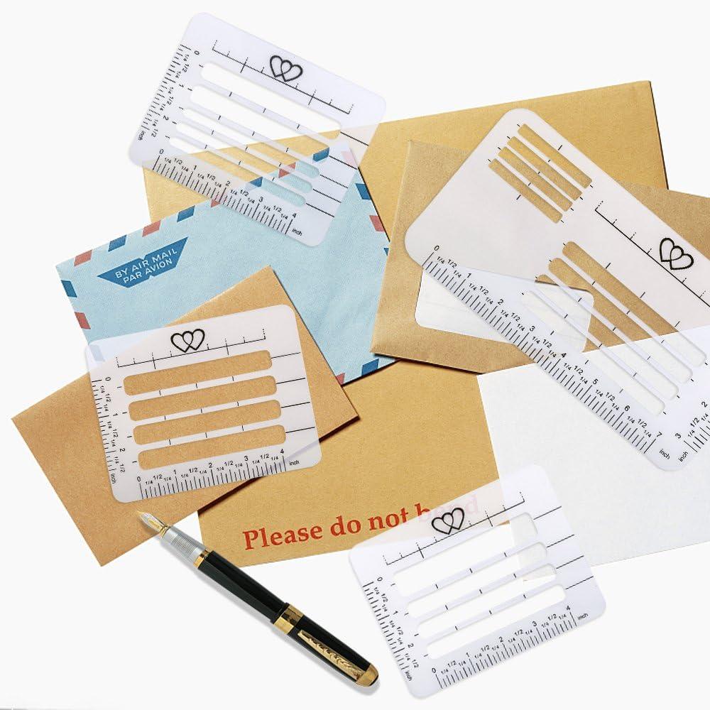  STOBOK Line Drawing Ruler Envelope Guide Stencil