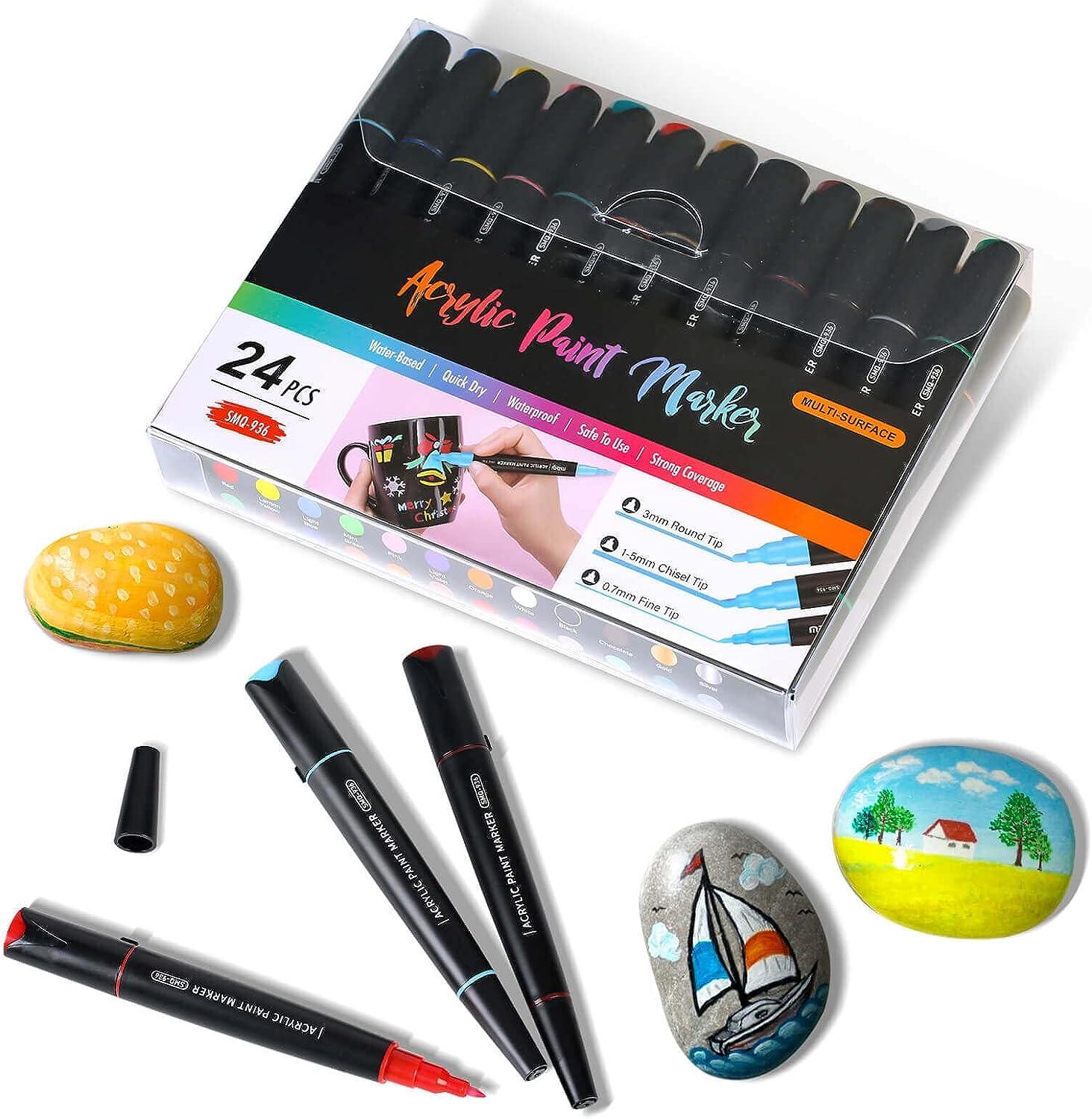 5 Acrylic Paint Pen - Fine Tip, Thin Point & Jumbo Pens (1Mm, 3Mm
