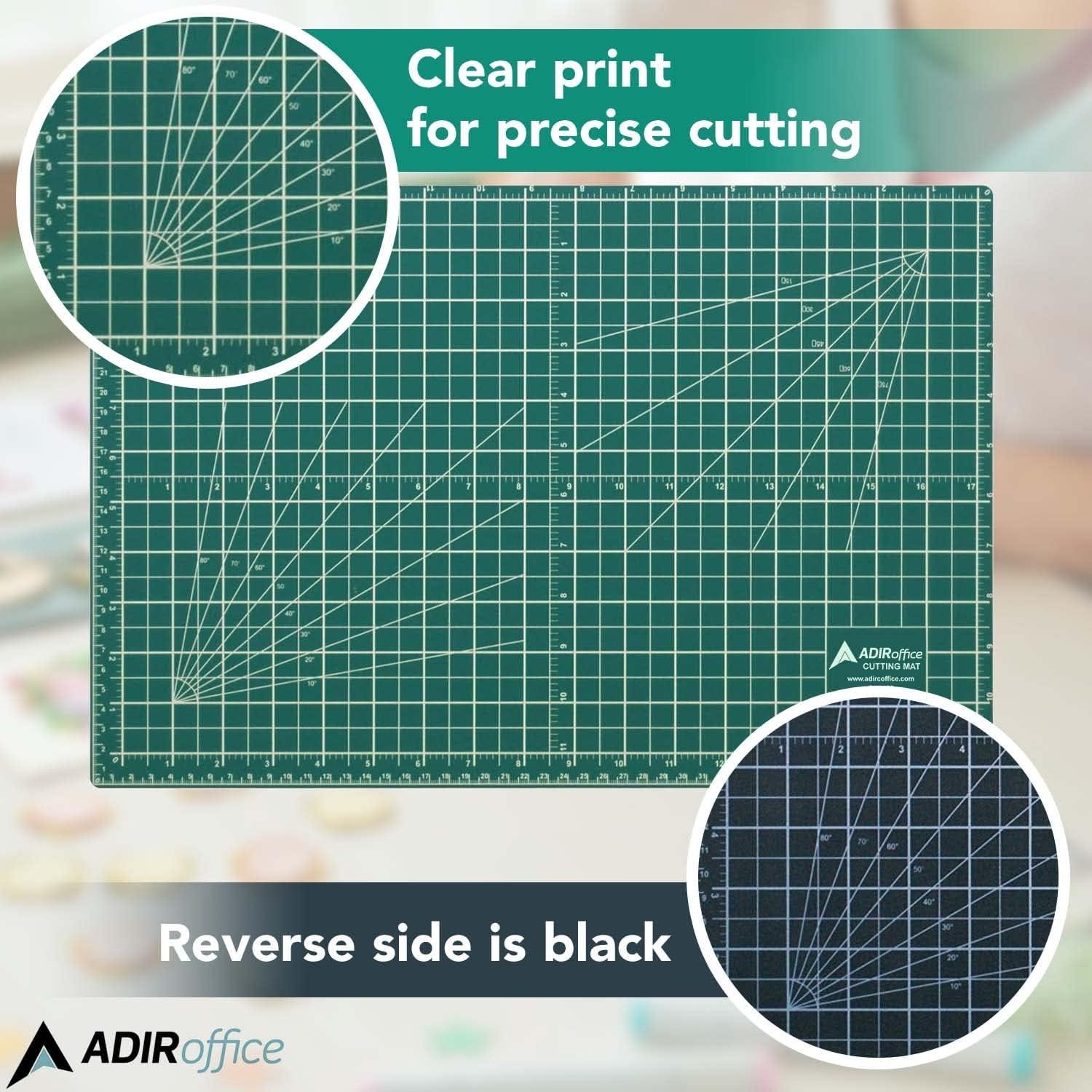 Adir Corp. 24x36 Inches Green/Black Professional Self Healing Cutting Mats  - 3 Ply Double Sided Reversible Durable Non-Slip PVC Cutting Mats - Perfect  for Crafts & Sewing 24 by 36-Inch