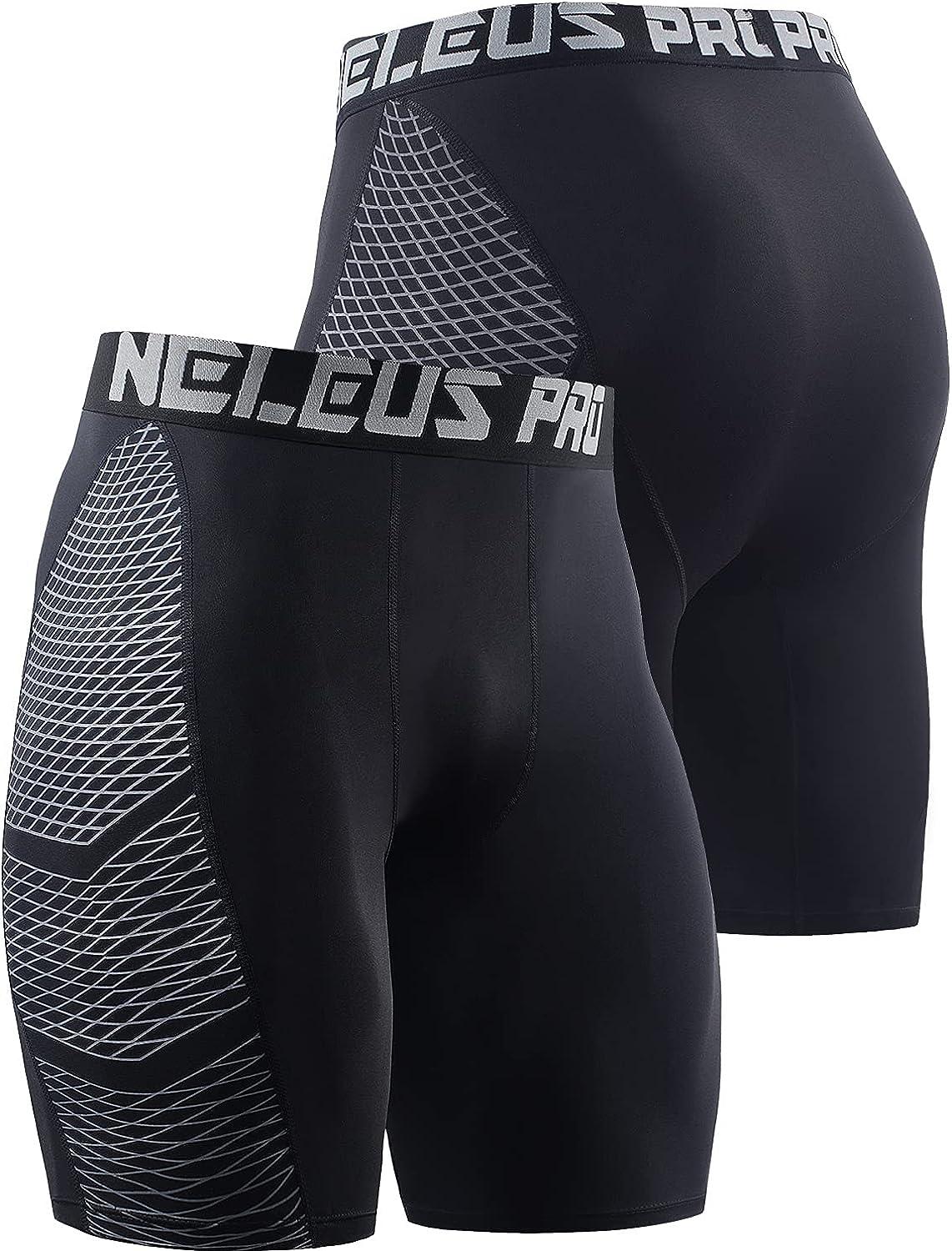 NELEUS Men's Compression Shorts Pack of 3 Small 6086# Black/Grey/White,3  Pack