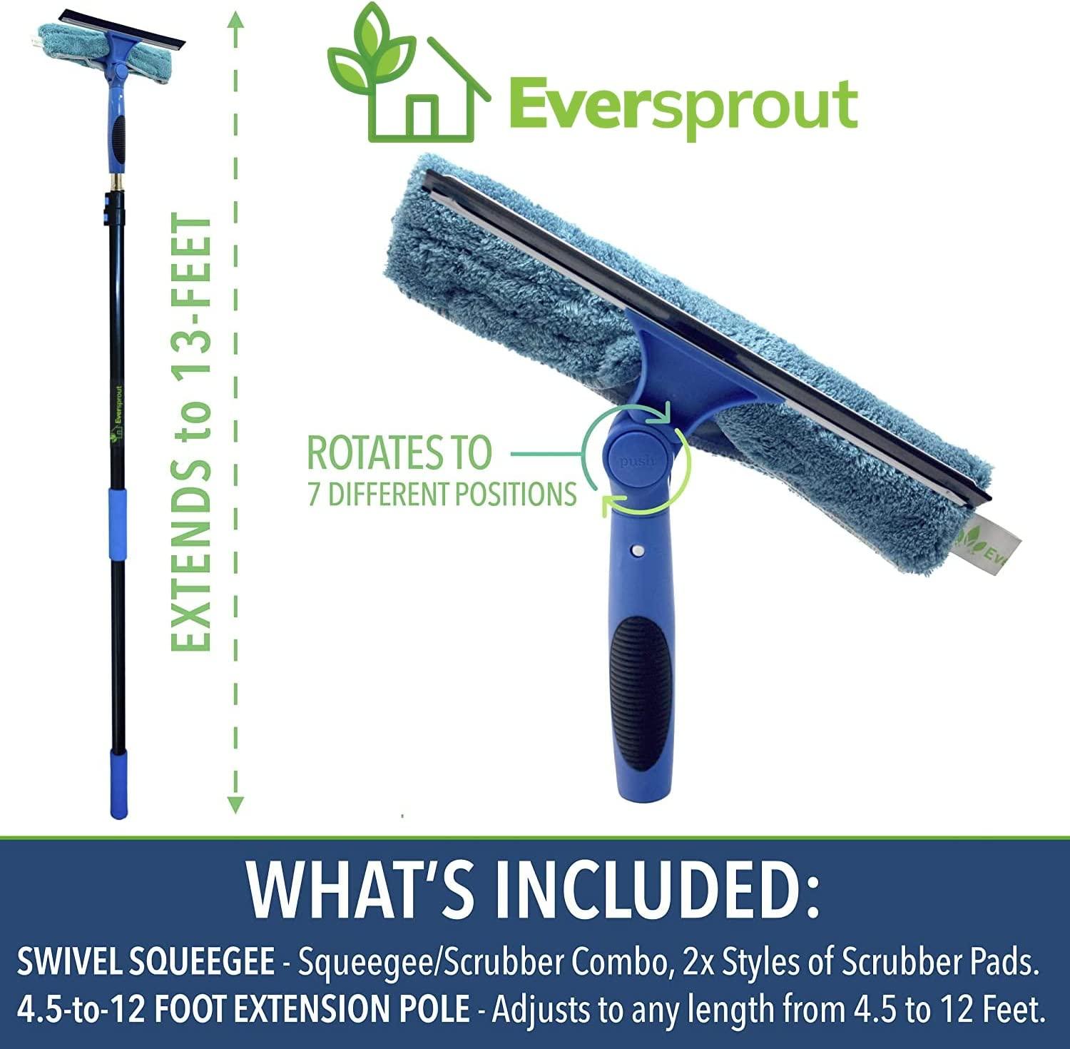 EVERSPROUT 5-to-12 Foot Swivel Squeegee & Microfiber Glass Window
