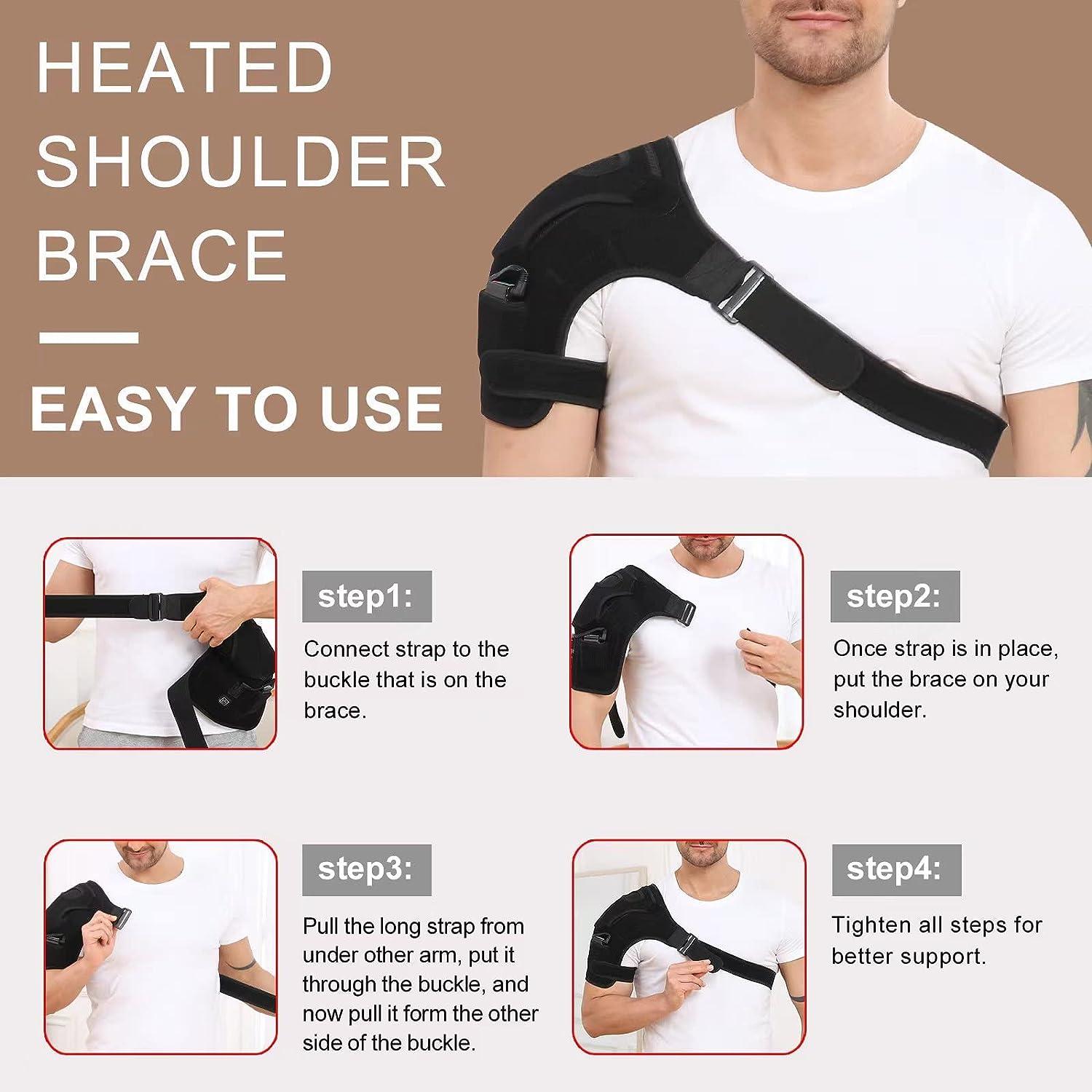 ZLTFashion Heated Shoulder Wrap Brace,Portable Electric 3 Heating Setting  Wireless Infrared Pad Strap with Hot Cold Therapy for Rotator