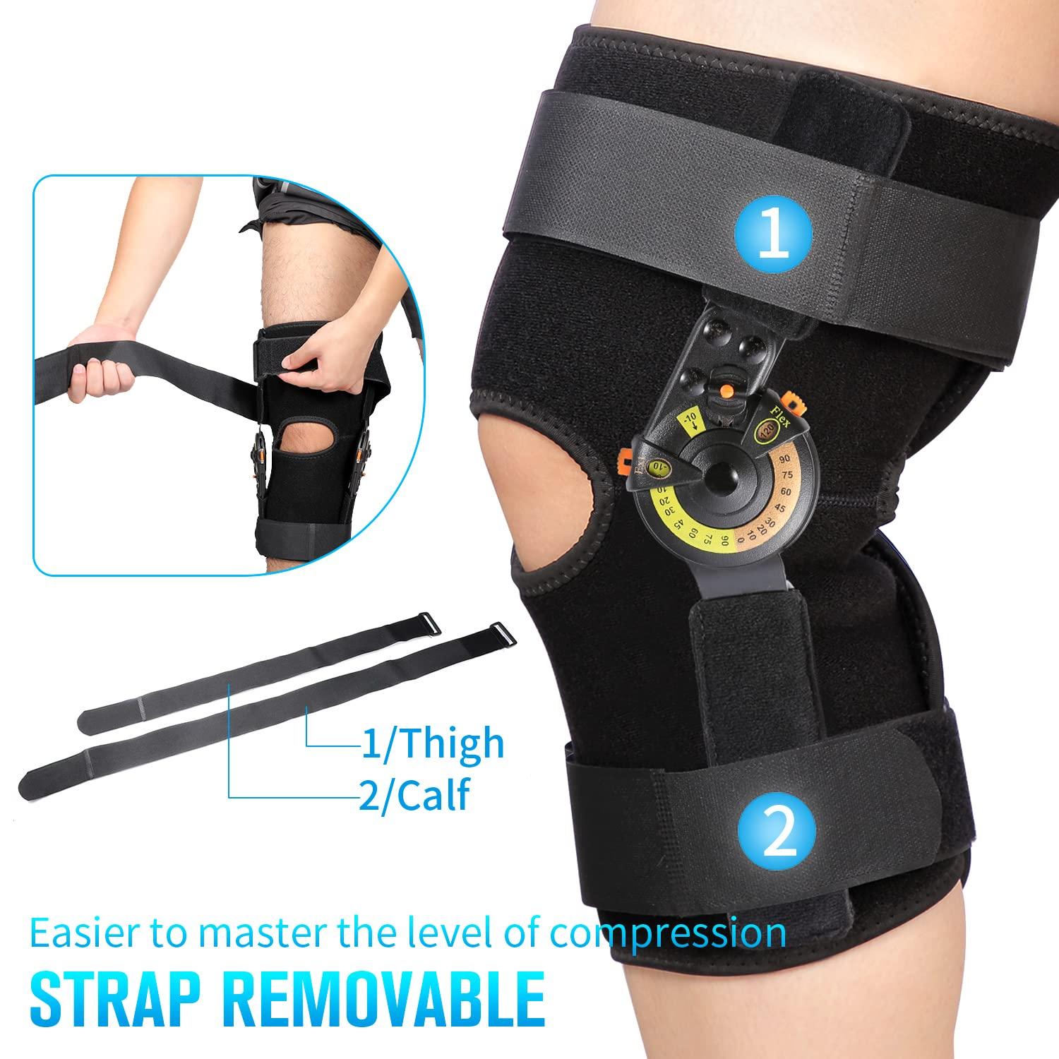 Hinged ROM Knee Brace Adjustable Knee Immobilizer Support for Arthritis ACL  PCL Meniscus Tear Osteoarthritis Post OP Recovery - AliExpress
