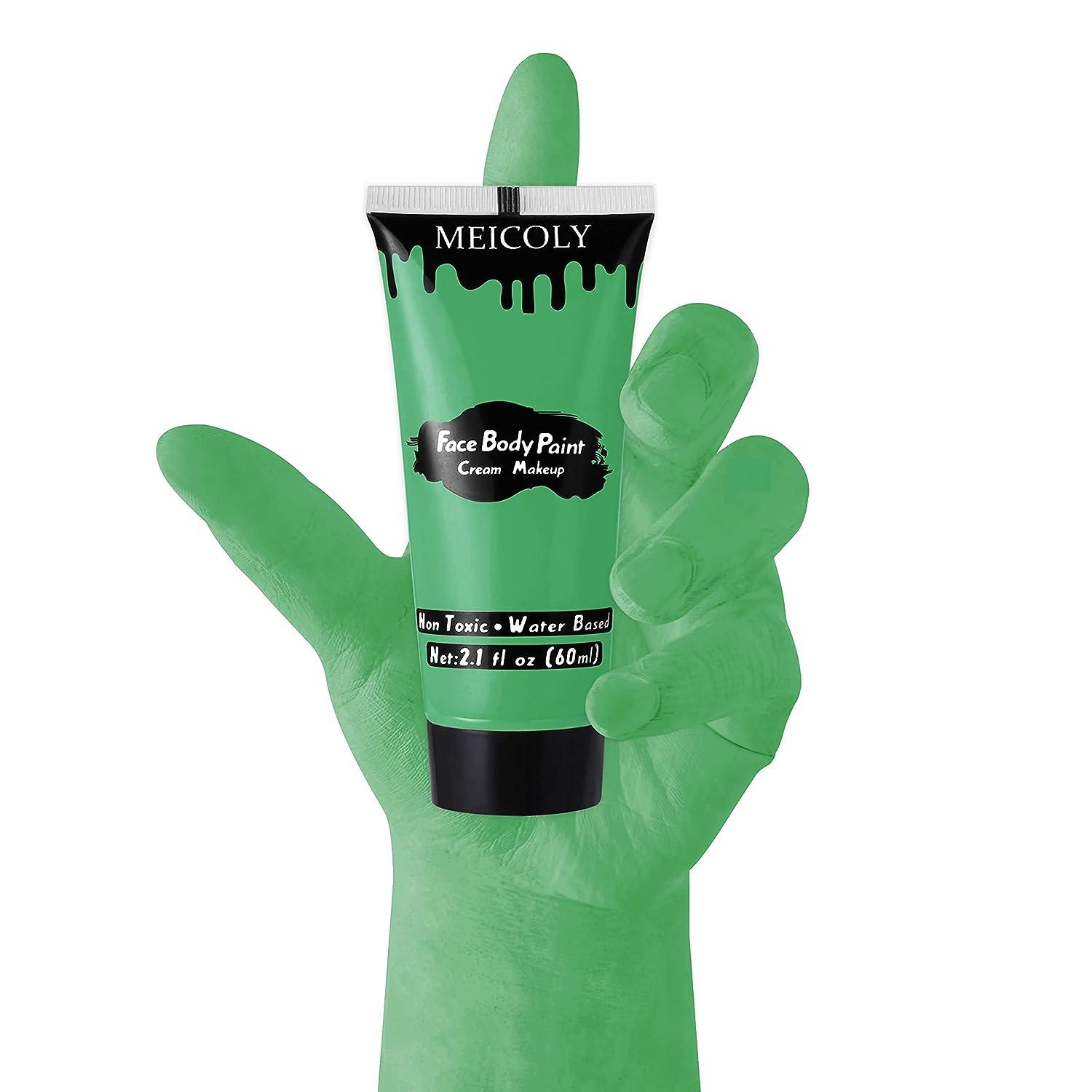 MEICOLY Green Cream Face Body Paint, Christmas Grinch Face Paint, Body  Paint for Adults and Children,Camouflage Hunting Hulk Face Paint,Halloween  SFX Gamora Witch Makeup,Green
