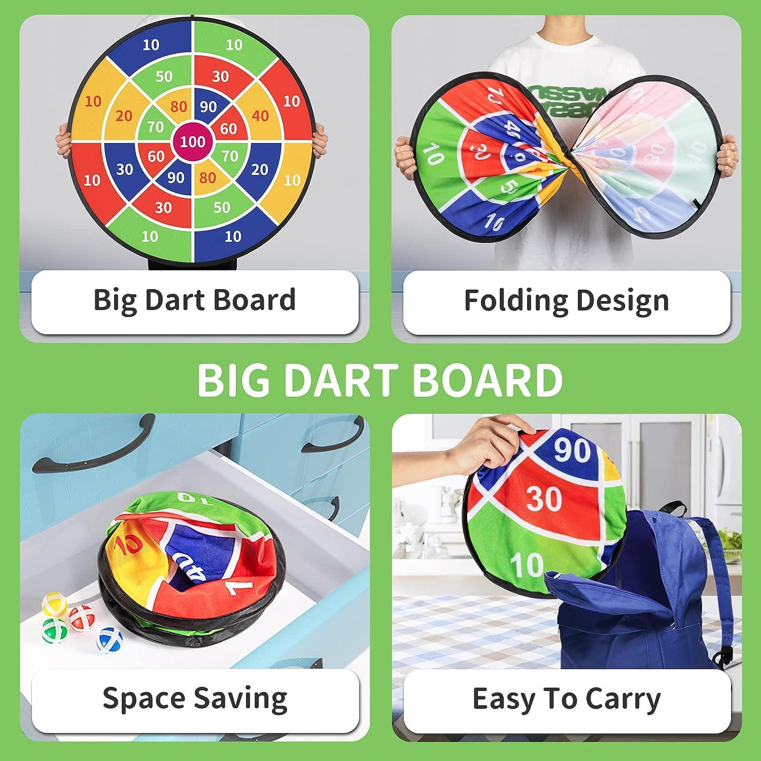  Outdoor Games Toys for 3 4 5 6 7 8 9 10 11 12 Year Old Boys  Girls,29 Large Dart Board 20 Sticky Balls Bow and Arrow for Kids Indoor  Party