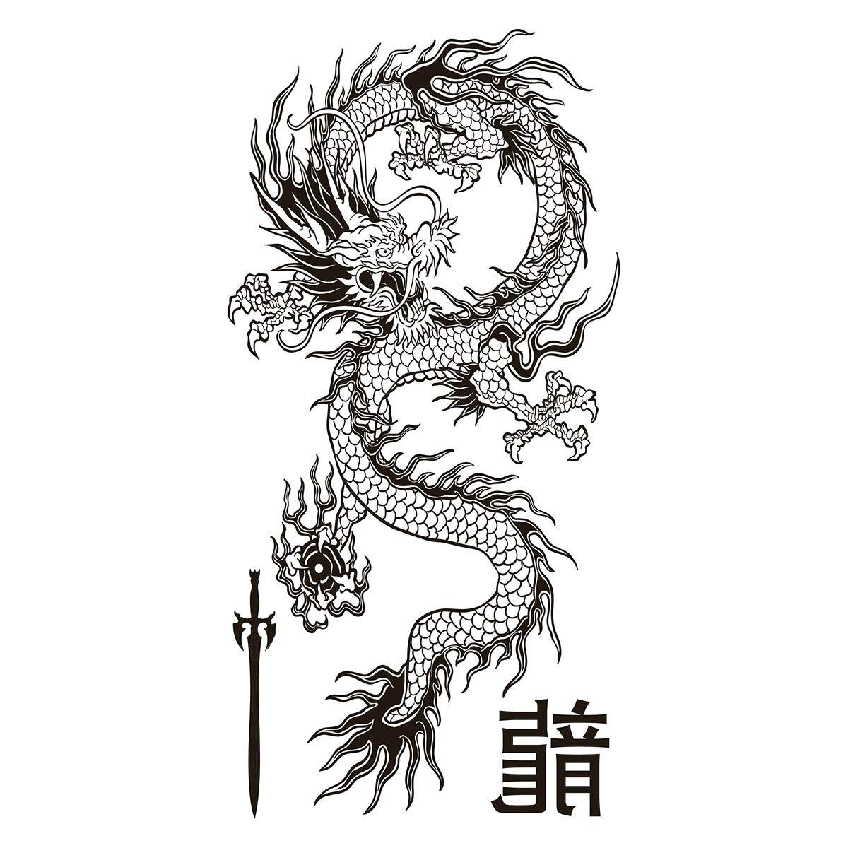 Amazon.com : 50 Sheets Dragon Temporary Tattoos for Men Women Adults Fake  Tattoos Large Tribal Stickers Black Realistic Sleeve Art Tattoo : Beauty &  Personal Care