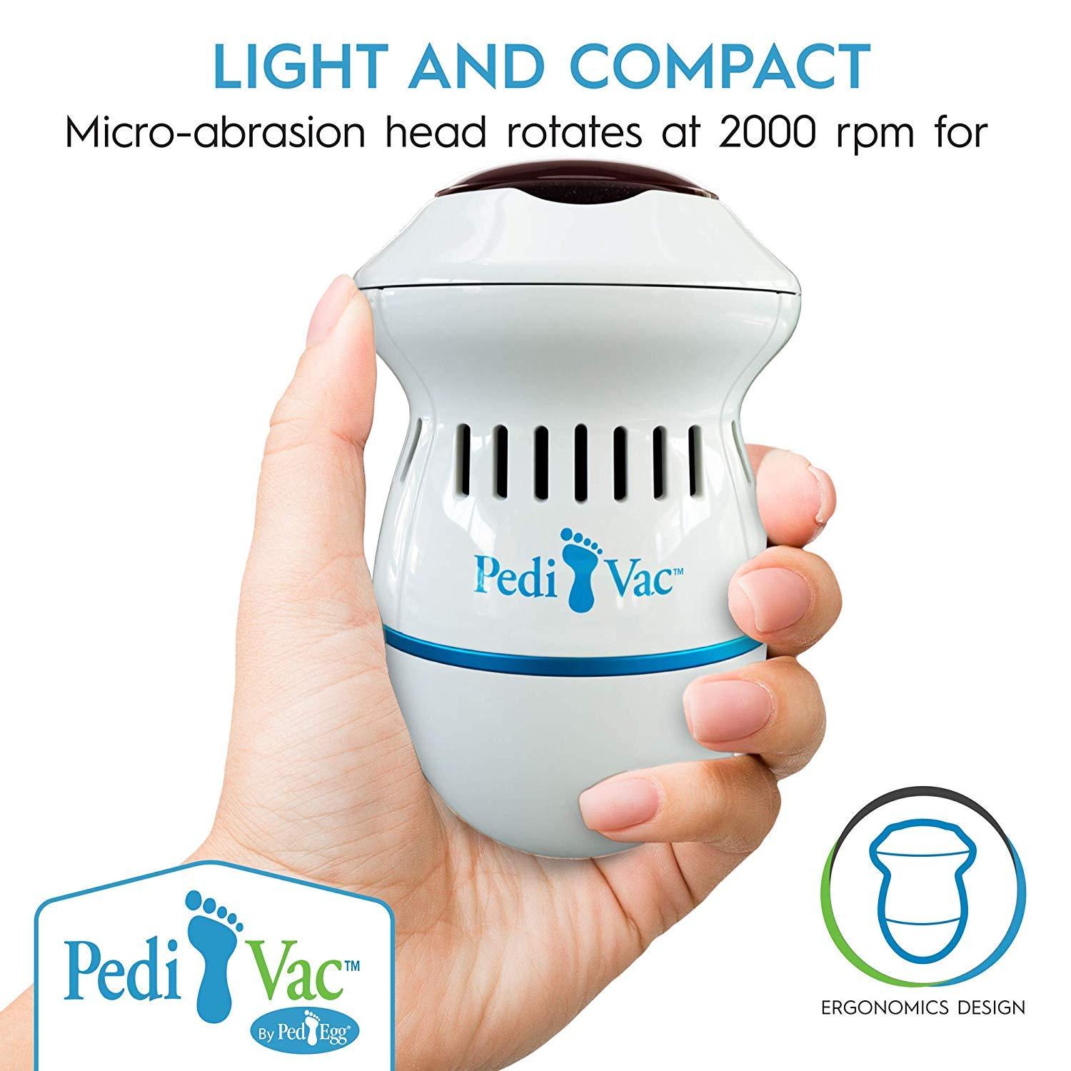Pedi Vac by PedEgg Foot File and Callus Remover with Built-In Vacuum:  Rechargeable Motorized Electric Callus Remo…