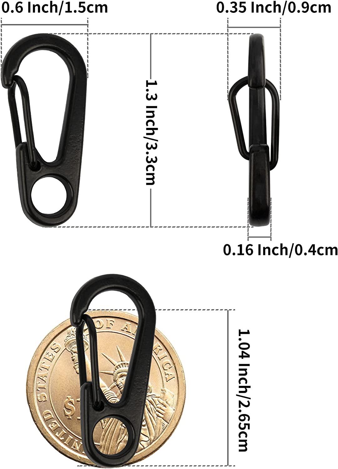 Swatom Mini Alloy Carabiner Clip Tiny Spring Snap Hook Carabiners for  Backpack Keychains Accessories Black 10P
