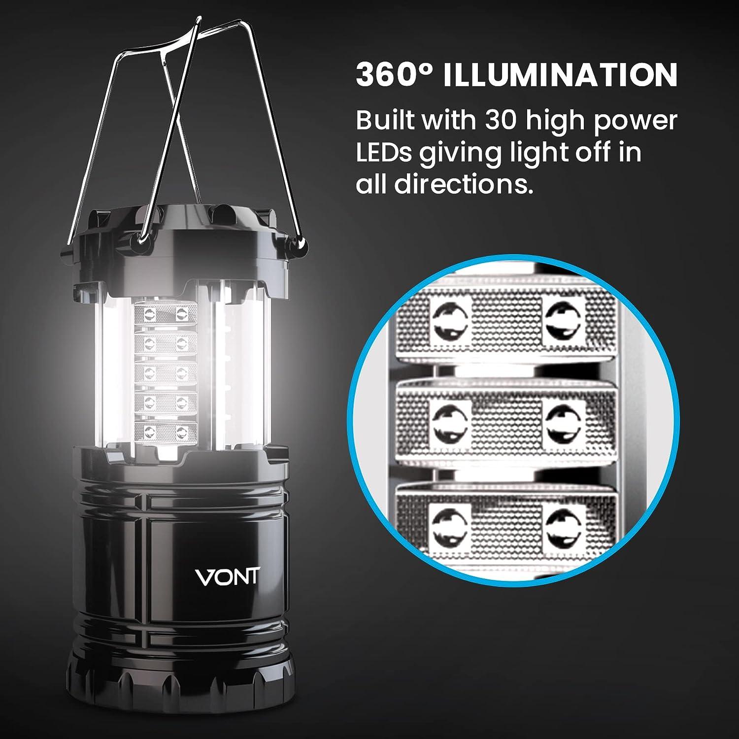 Etekcity Ultra Bright Portable LED Camping Lantern (Black Collapsible)
