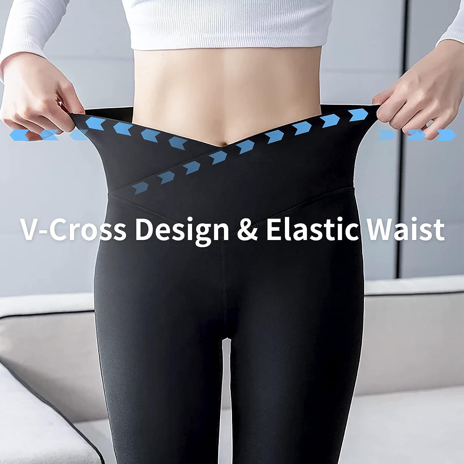 Ladies Yoga Pants Cross Waist Leggings Workout Skinny Flare Pants