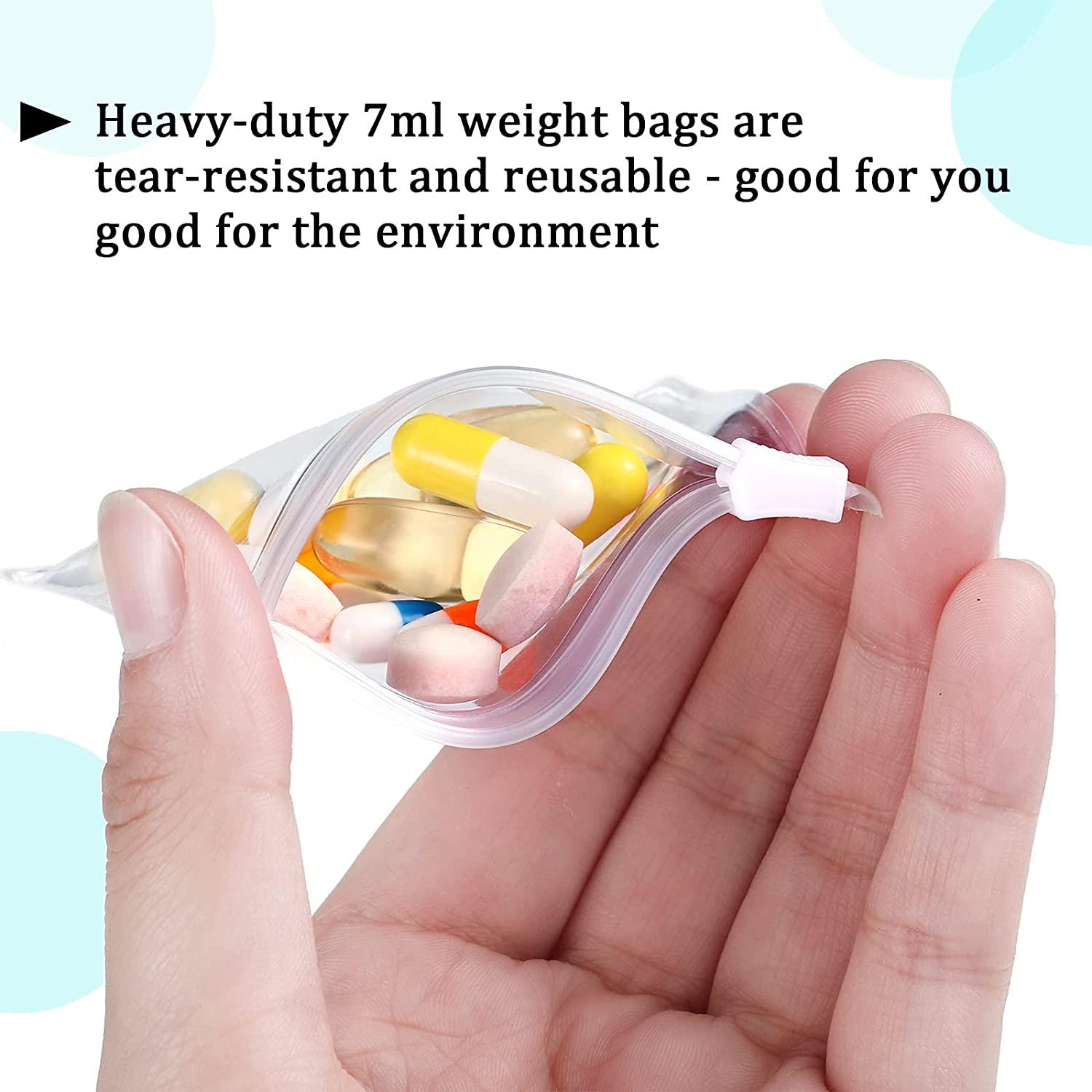 TeloTravel Reusable Pill Pouches for Medicine with Slide Lock | (14 Count)  3 Wide by 2.75 Tall Labelled Monday-Sunday Pill Bags | EVA Grade Plastic