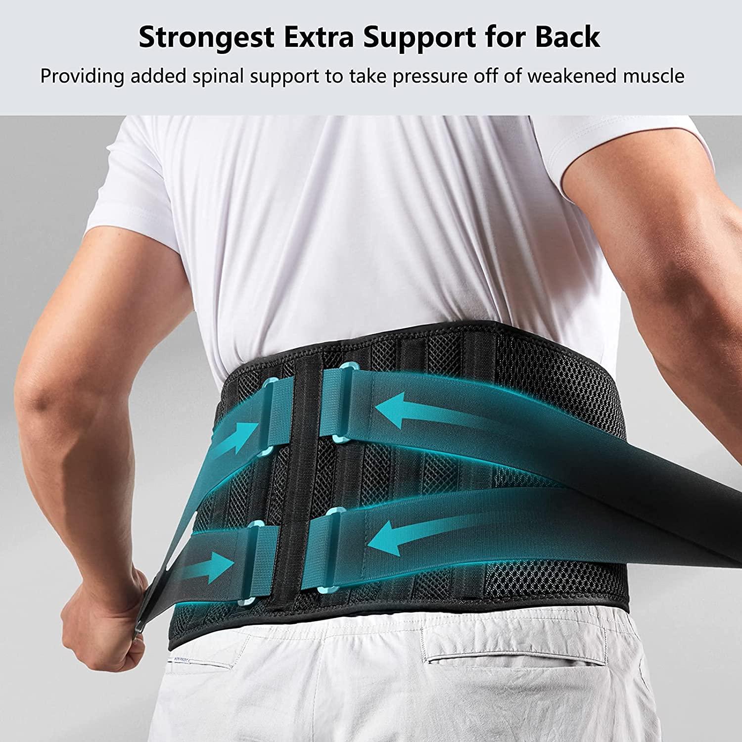 FREETOO Air Mesh Back Support Belt for Men Women Lower Back Pain Relief  with 7 Stays Adjustable Back Brace Support for Work Anti-skid Lumbar  Support Belt for Sciatica Scoliosis L(waist:44''-53'') Black