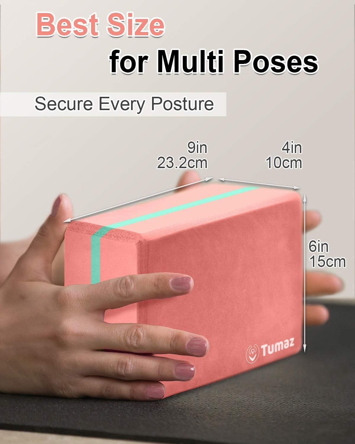  Tumaz Yoga Blocks 2 Pack with Strap Set, High Density