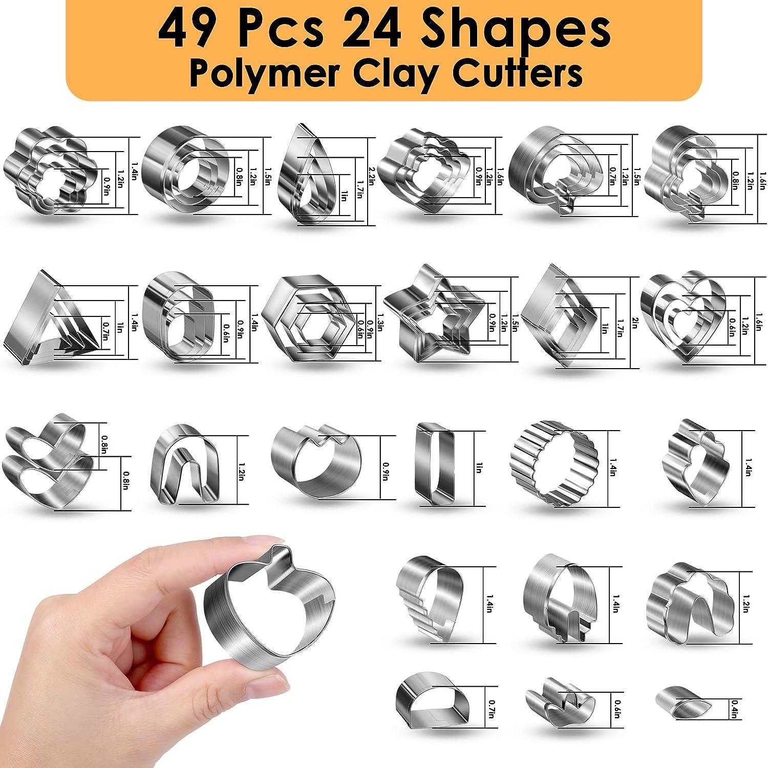 PTFJZ Polymer Clay Cutters for Earring Making 76pcs Clay Tools Set 67 Shapes Stainless Steel Clay Cutters with 8 Circle Shape Cutters 1 Clay Letter