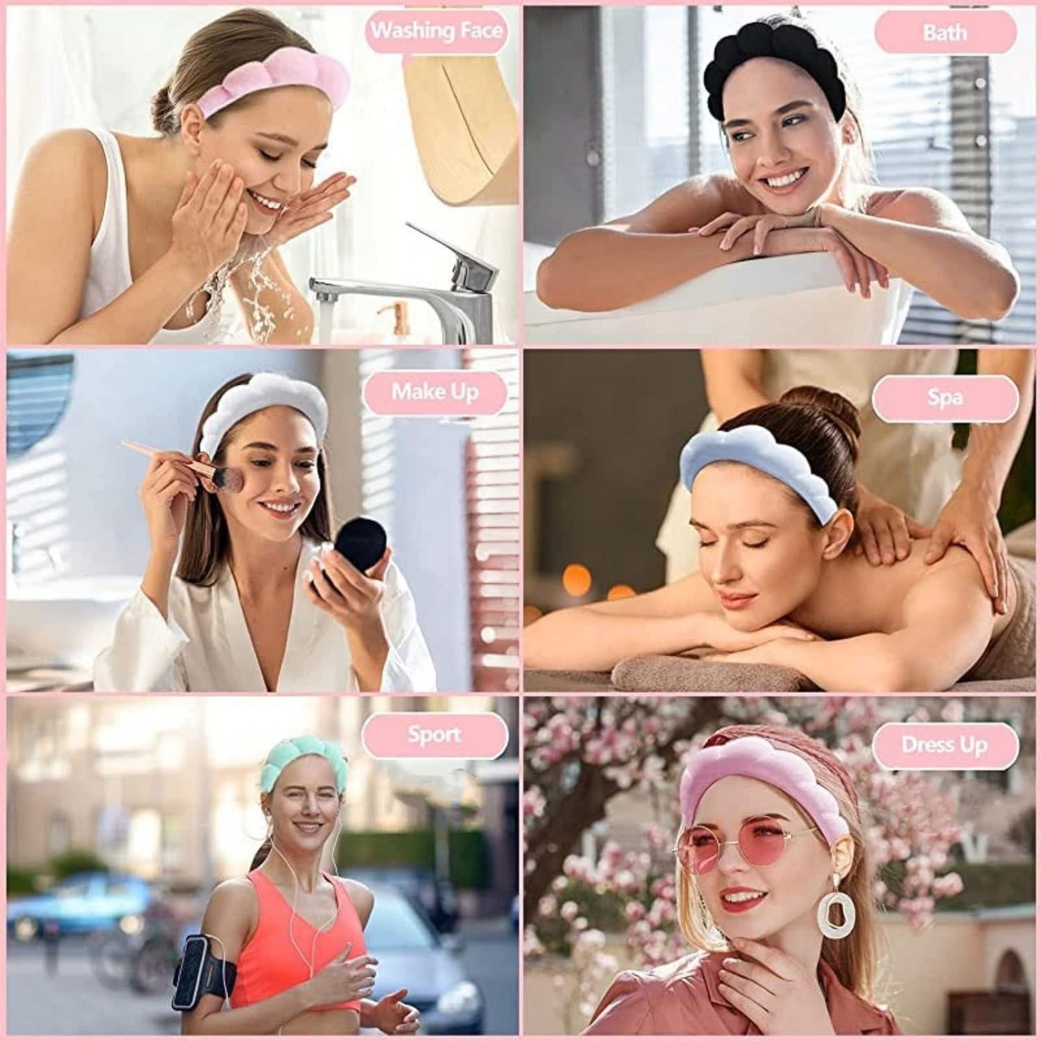 Spa Makeup Headband for Washing Face, Sponge Skincare Face Wash headbands  for Women Girls - Bubble Soft Terry Towel Cloth Hair Band for Skincare  Makeup Removal, Puffy Non Slip Thick Headwear(Pink) 