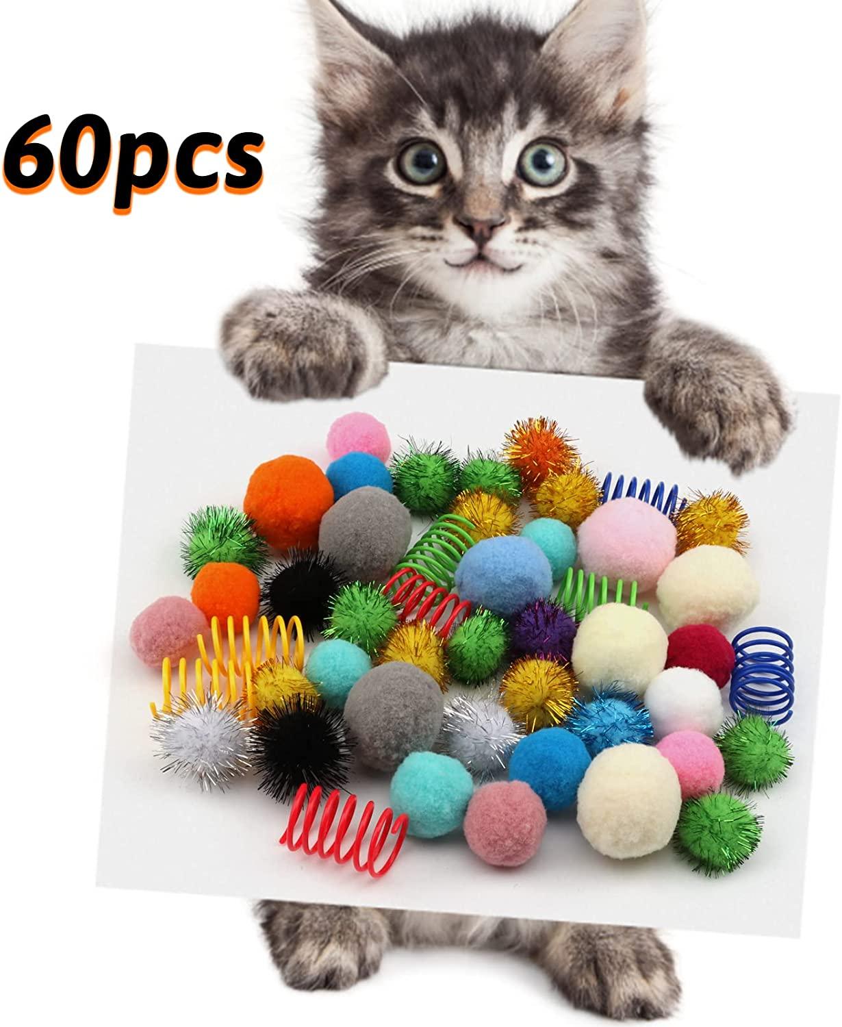 PietyPet Interactive Cat Toy with Super Suction Cup and 5 pcs Replacements  Feathers Balls Mice, Cat Accessories Kitten Toys Cat Toys for Indoor Cats