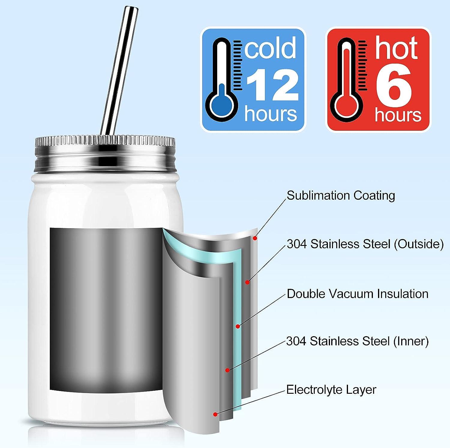 Tumblers Bulk 17oz Blanks Tumbler White Mason Skinny Straight Sublimation  Cups for Heat Transfer Stainless Steel Coffee Mugs with Lid and Straw DIY  Heat Press Printing(6 Pieces)