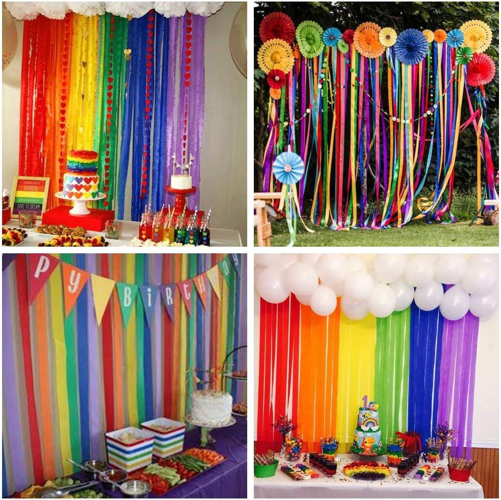 26 Rolls 710 Yard Party Streamers Rainbow Streamers Photo Booth Backdrop  Decorations Red Green Blue White Black Crepe Paper Decorative Streamers  1.8 W x 27 Yard/roll for Birthday Festival Party Decor