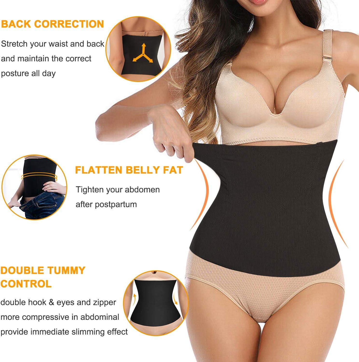 Bingrong 2 in 1 Waist Trainer for Women Postpartum Belly Band Maternity  Recovery Belt Seamless Girdle Tummy Control Body Shaper Shapewear Black S