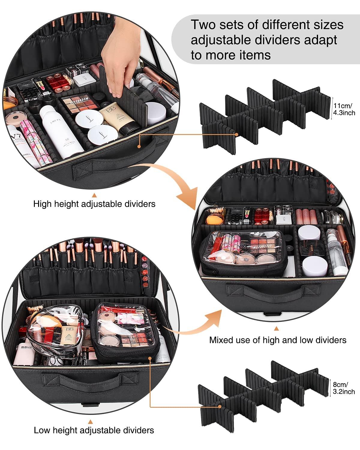 Extra Large Makeup Bag, Relavel Makeup Case Professional Makeup Artist Kit  Train Case Travel Cosmetic Bag Brush Organizer, Waterproof Leather