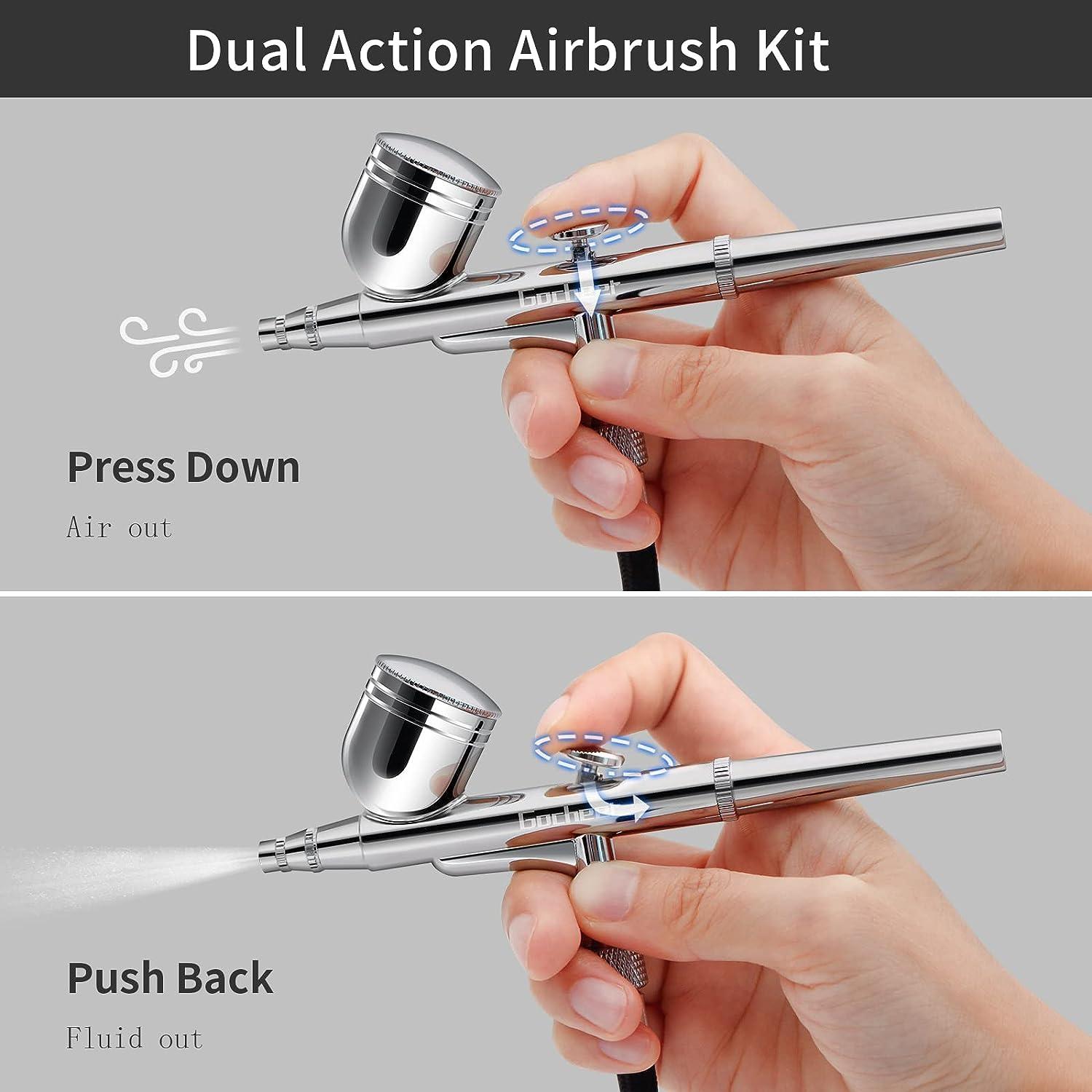 Dual Action Nail Art Airbrush Kit, Mini Airbrush Compressor