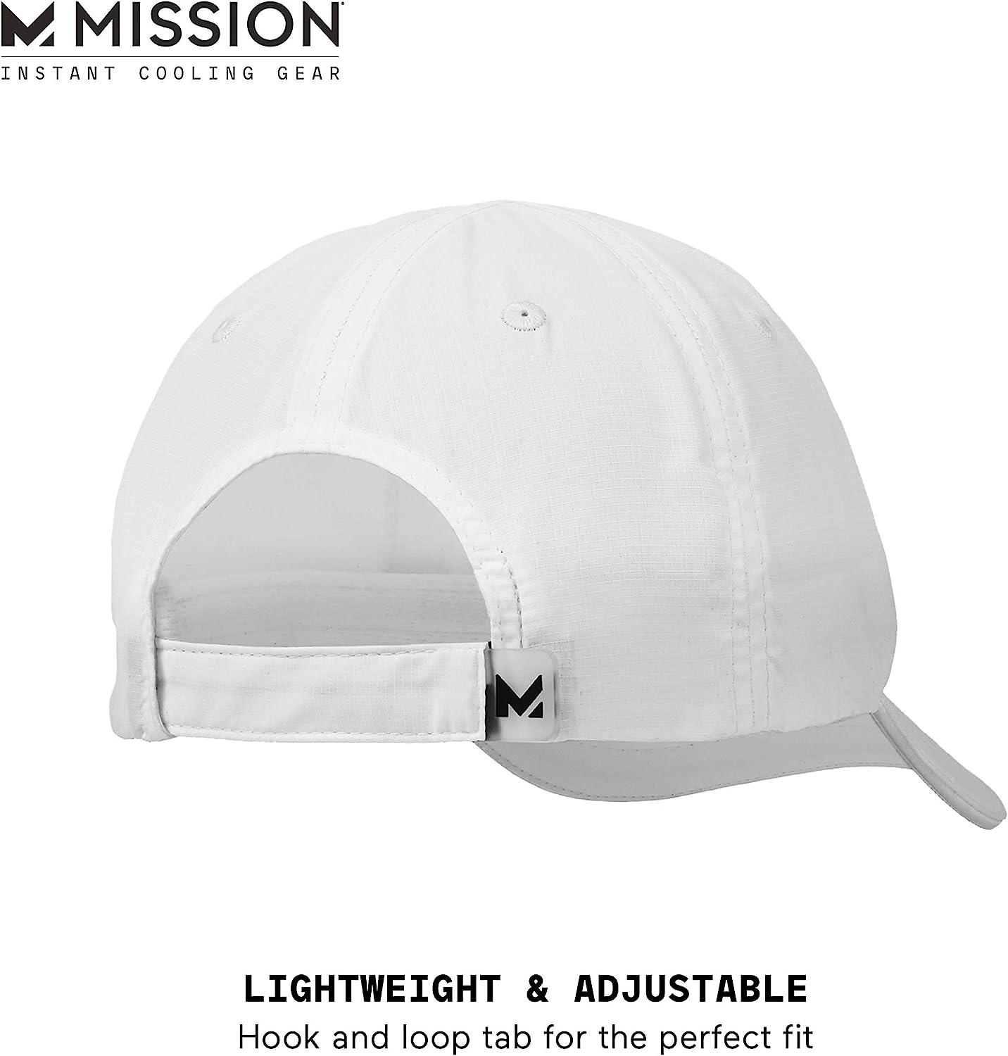 MISSION Cooling Performance Hat - Unisex Baseball Cap, for Men and Women -  Instant-Cooling Fabric, Adjustable Fit One Size White