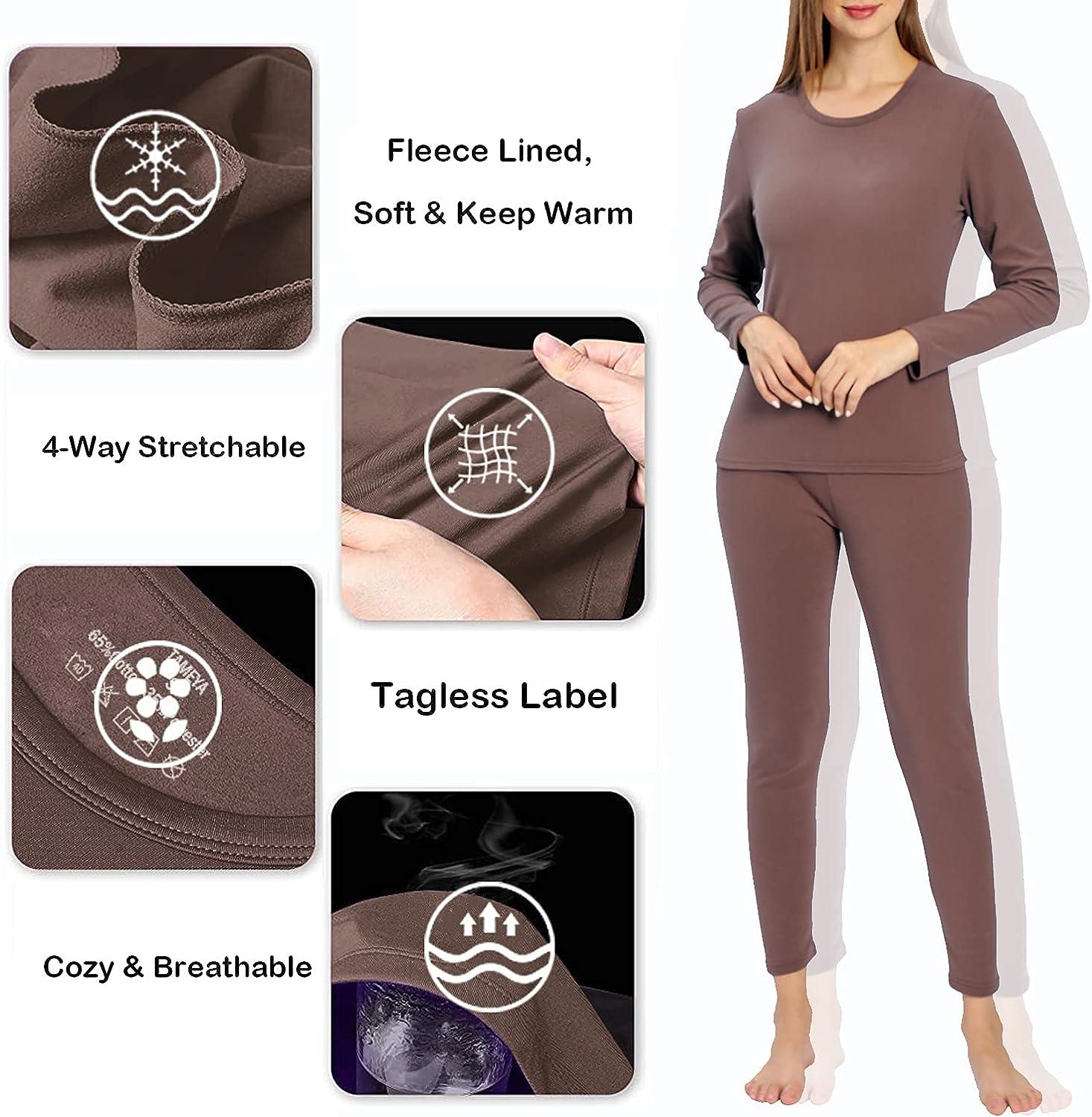 SIMIYA 2 Pack Thermal Underwear for Women Long Johns Winter Warm Fleece  Lined Base Layer Set Cold Weather Top and Bottom : : Clothing,  Shoes & Accessories