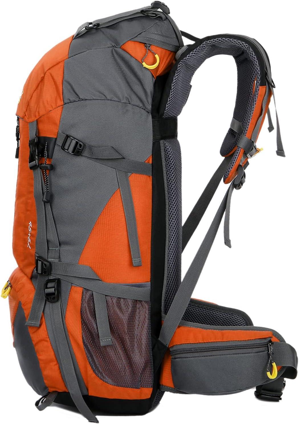 Esup 50L Hiking Backpack Men Camping Backpack with rain cover 45l+5l  Lightweight Backpacking Backpack Travel Backpack Orange