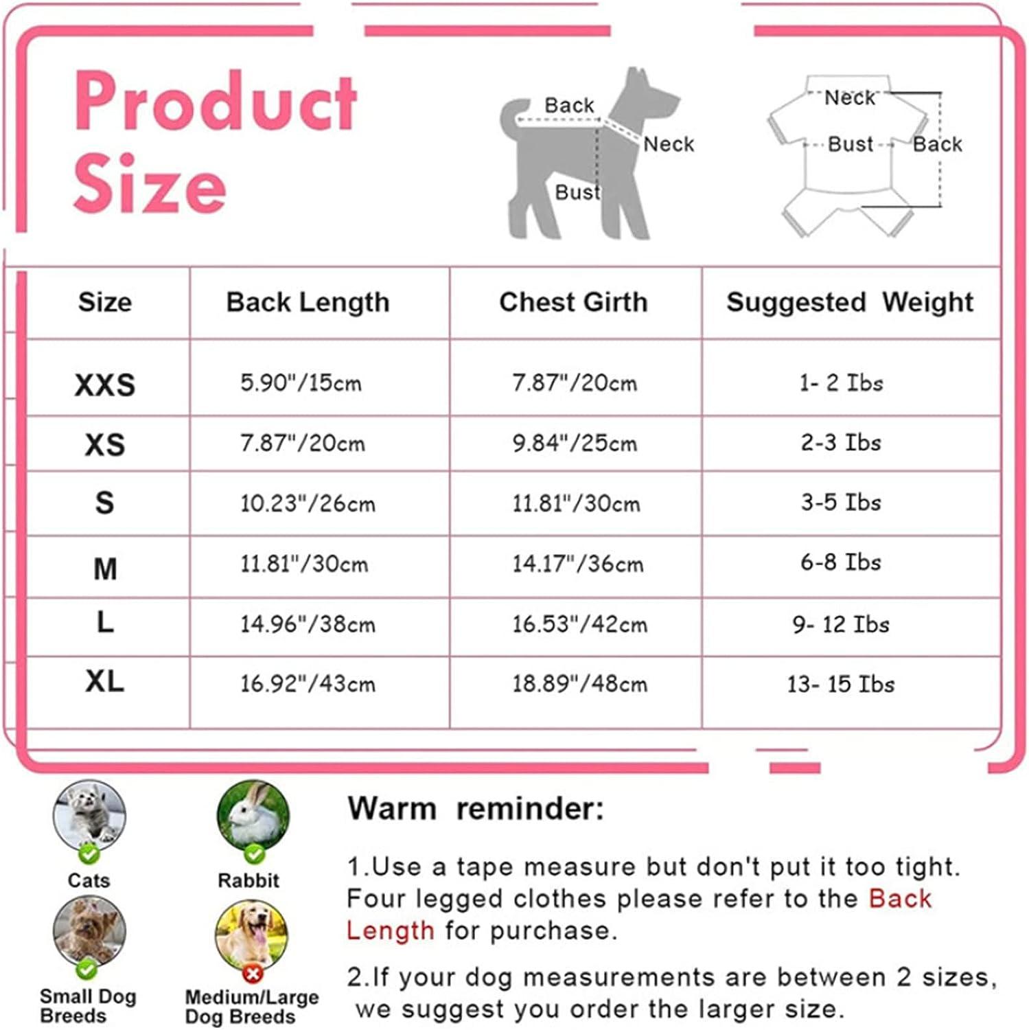 Dog Pajamas for Small Dog Boy Girl Fleece Puppy Pjs Jammies 4 Leg Dog  Clothes for Chihuahua Yorkie Winter Warm Onesies Jumpsuit Clothing for Pet  Dogs Male Female (Small, Pink) X-Small (Bust