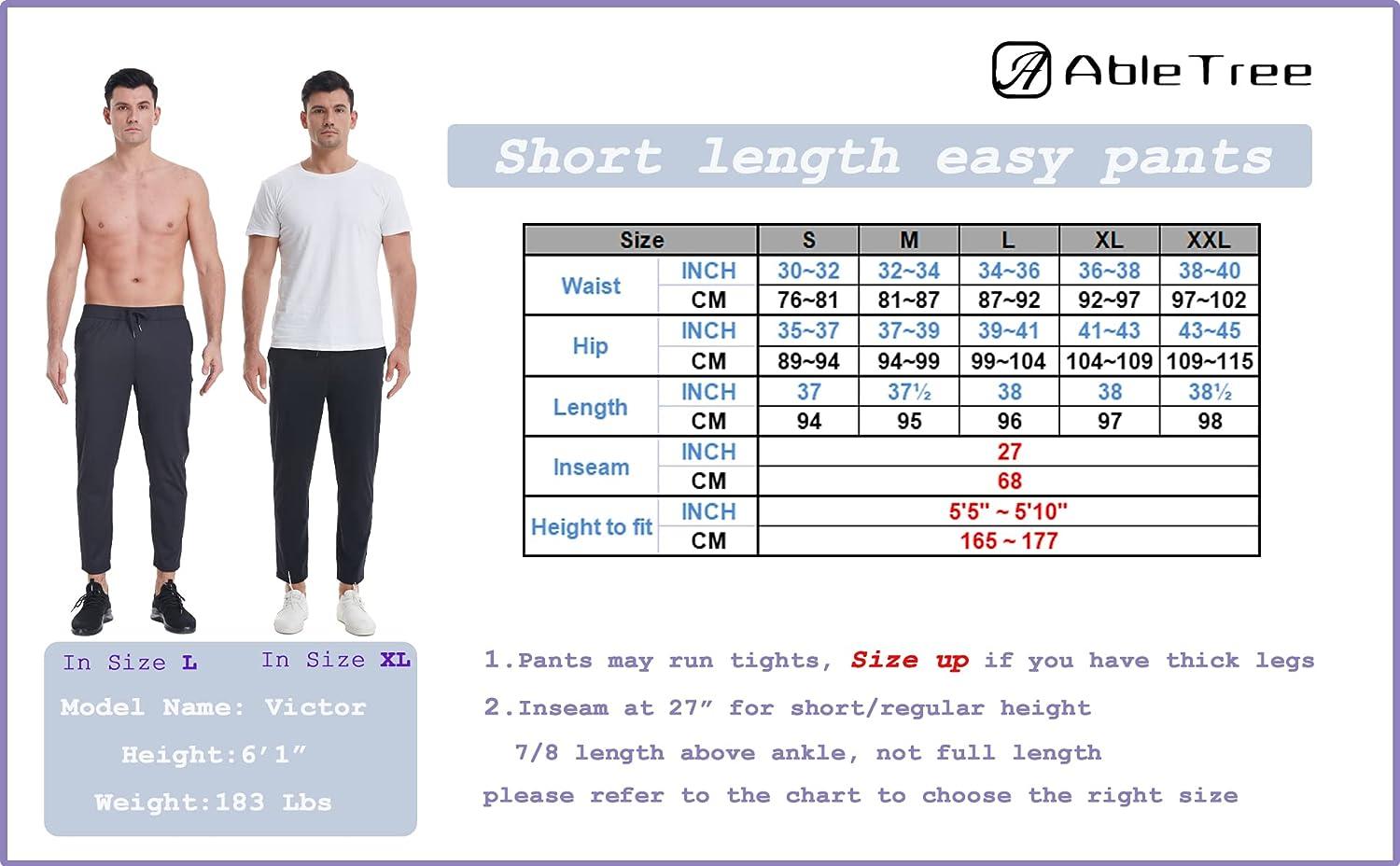 AbleTree Mens Stretch Travel Pants 27 Inseam Quick Dry Light