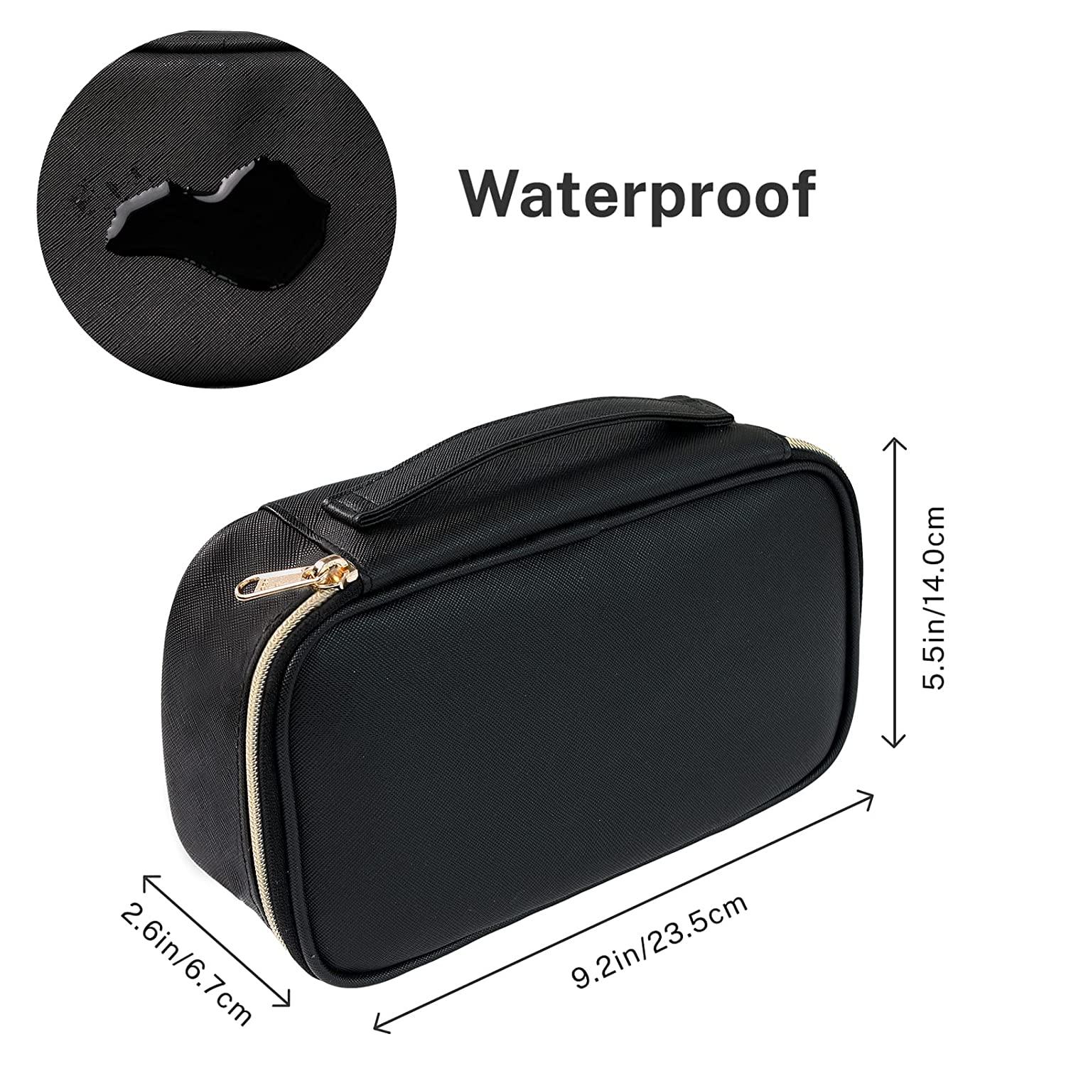 GetUSCart- CUBETASTIC Makeup Bag, Travel Cosmetic Bag for Women Portable  Cute Make Up Organizer Pouch with Makeup Brush Compartment, Two Opening  Small Toiletry Bag for Travelling (Black, Small (Pack of 1))