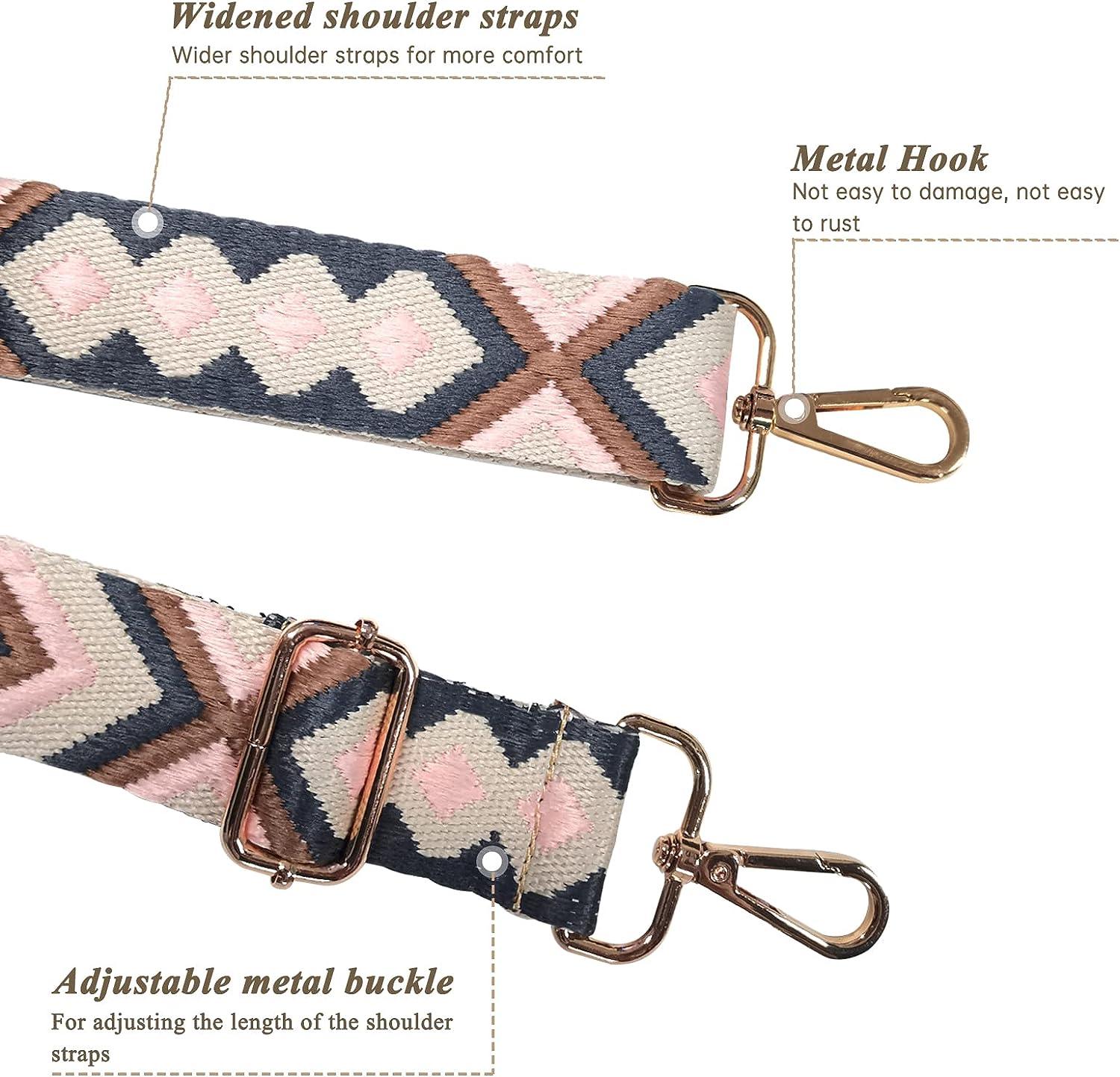 YAHUIPEIUS Purse Straps Replacement Crossbody Wide Shoulder Strap Bag Strap  Adjustable Handbags Replacement Belts Rhombus Pattern 1.49Width (Gold  Buckle-Dark Grey Pink)