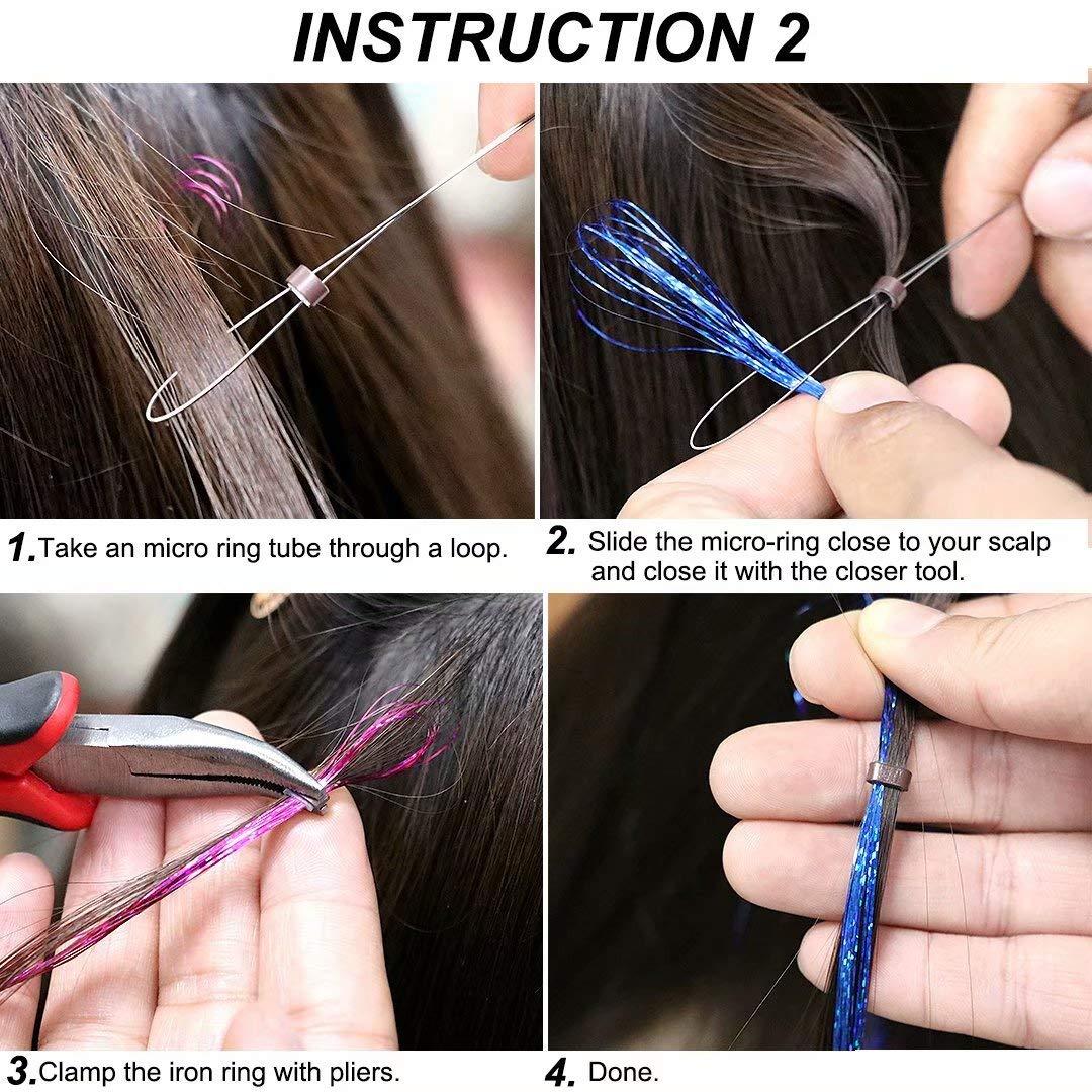Hair Tinsel Strands Kit 12 Colors 2400 Strands Tinser Hair