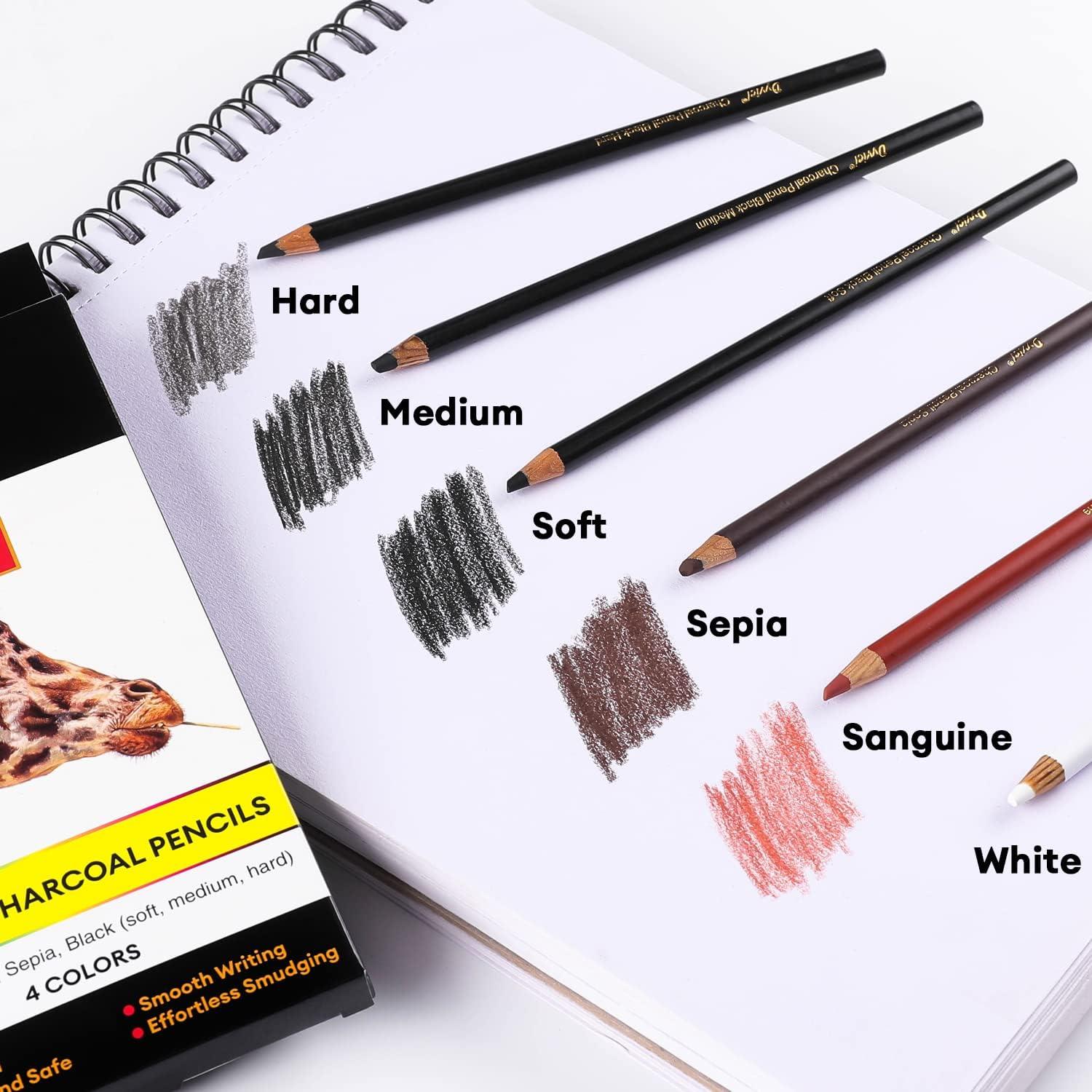 2pcs Wooden White Charcoal Pencil, Simple Multi-purpose Pencil For Painting